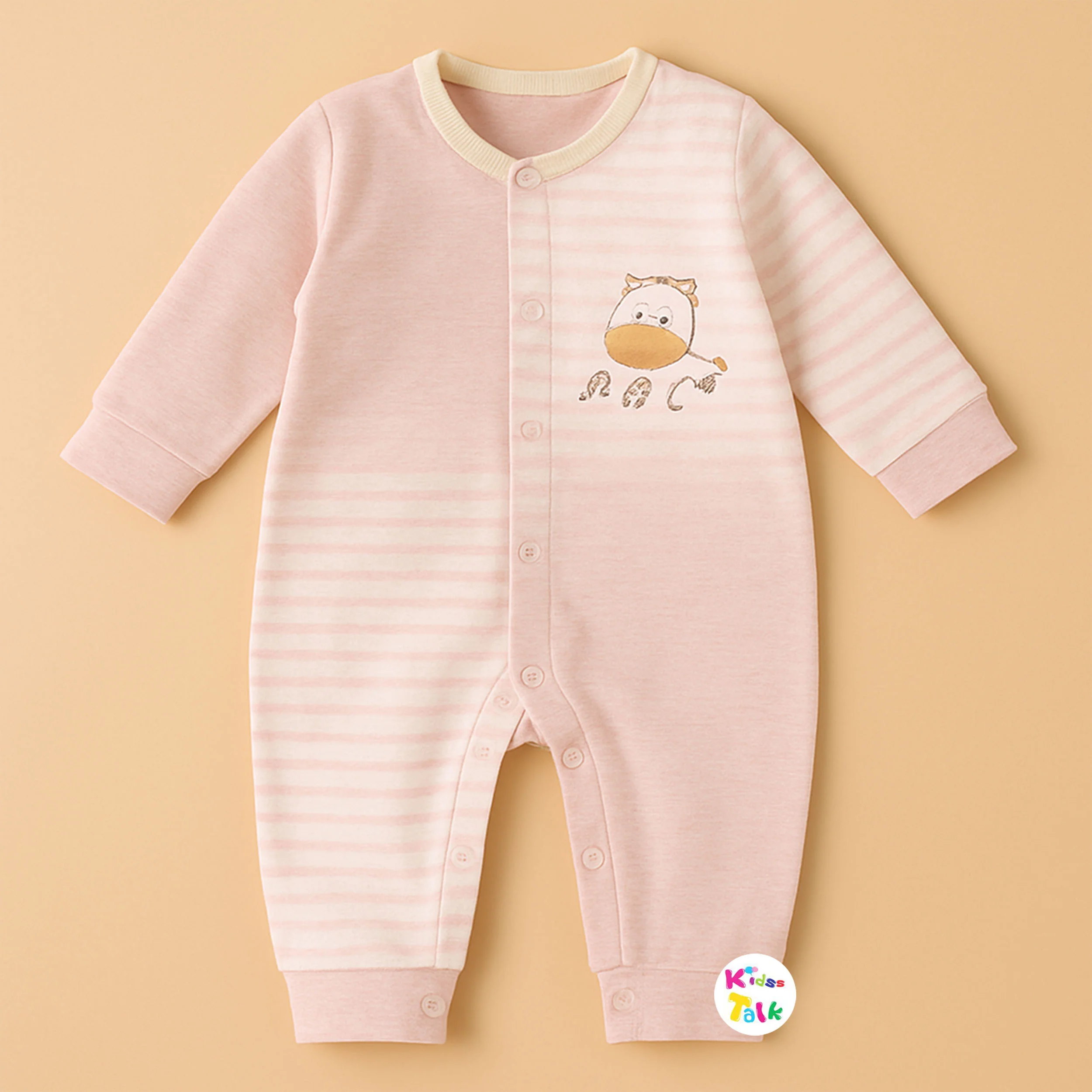 Cotton Knitted Full Sleeve Romper - Baby Pink