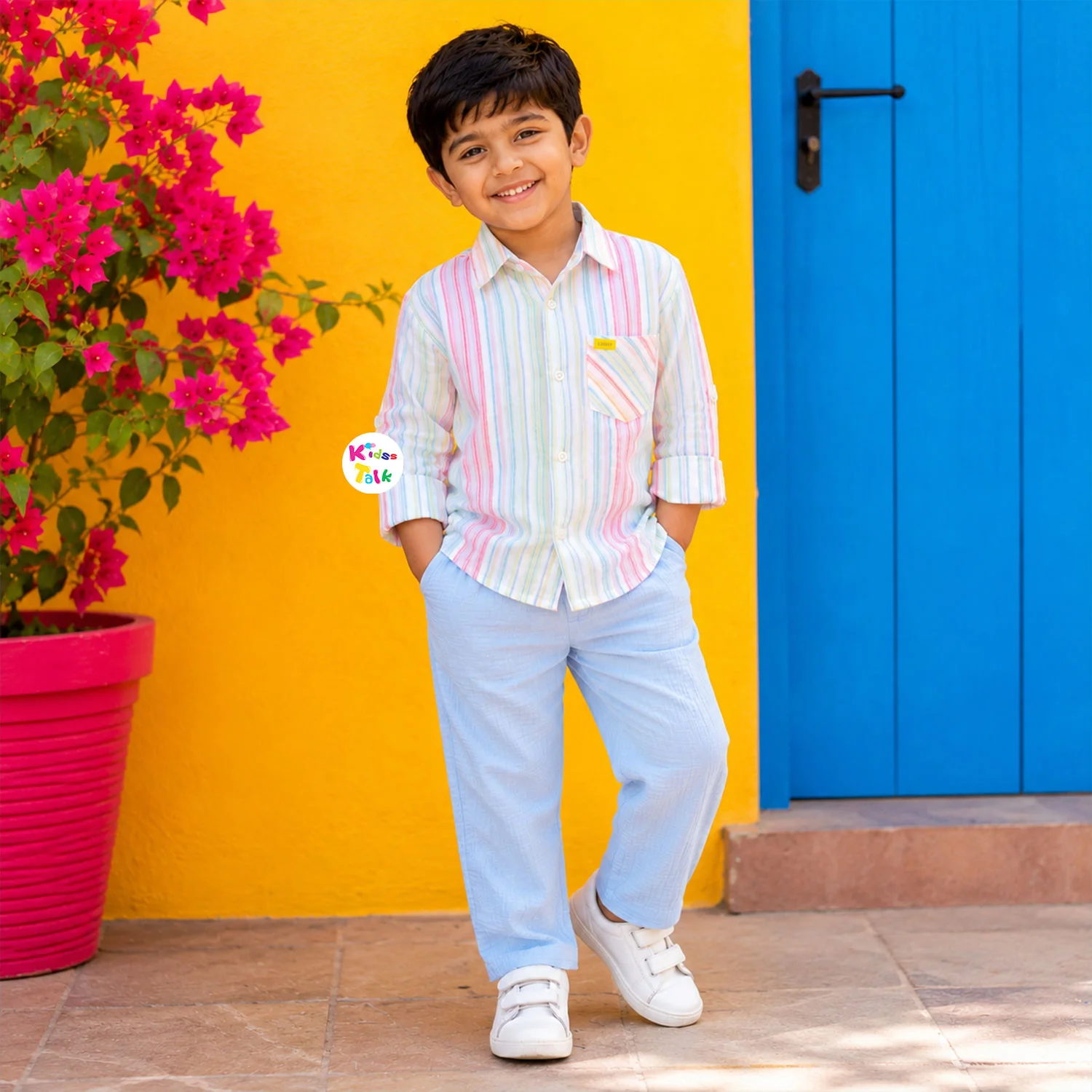Muslin Full Sleeve Full Pant Set - Multicolour