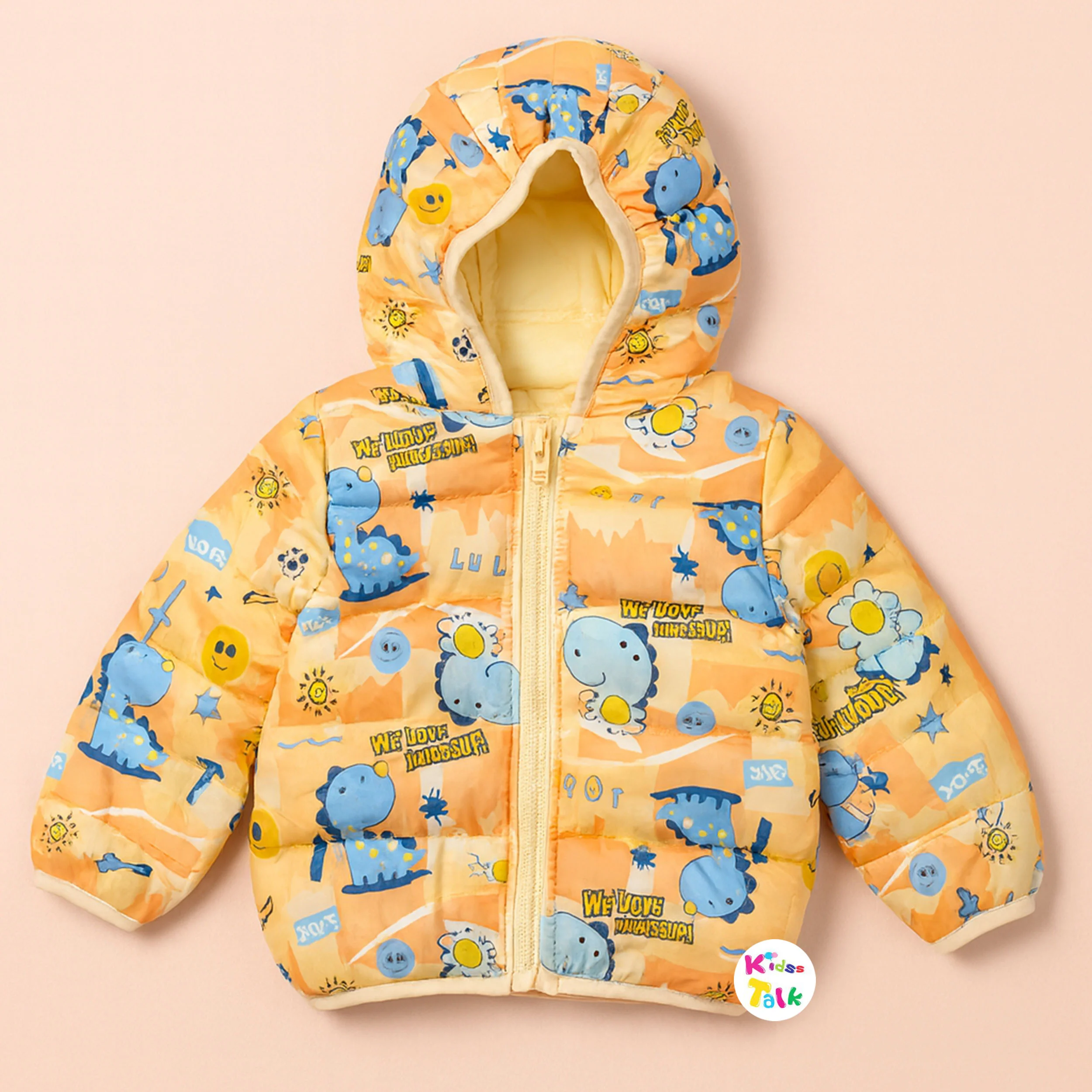 Light Weight Cute Printed Hooded Jacket - Orange