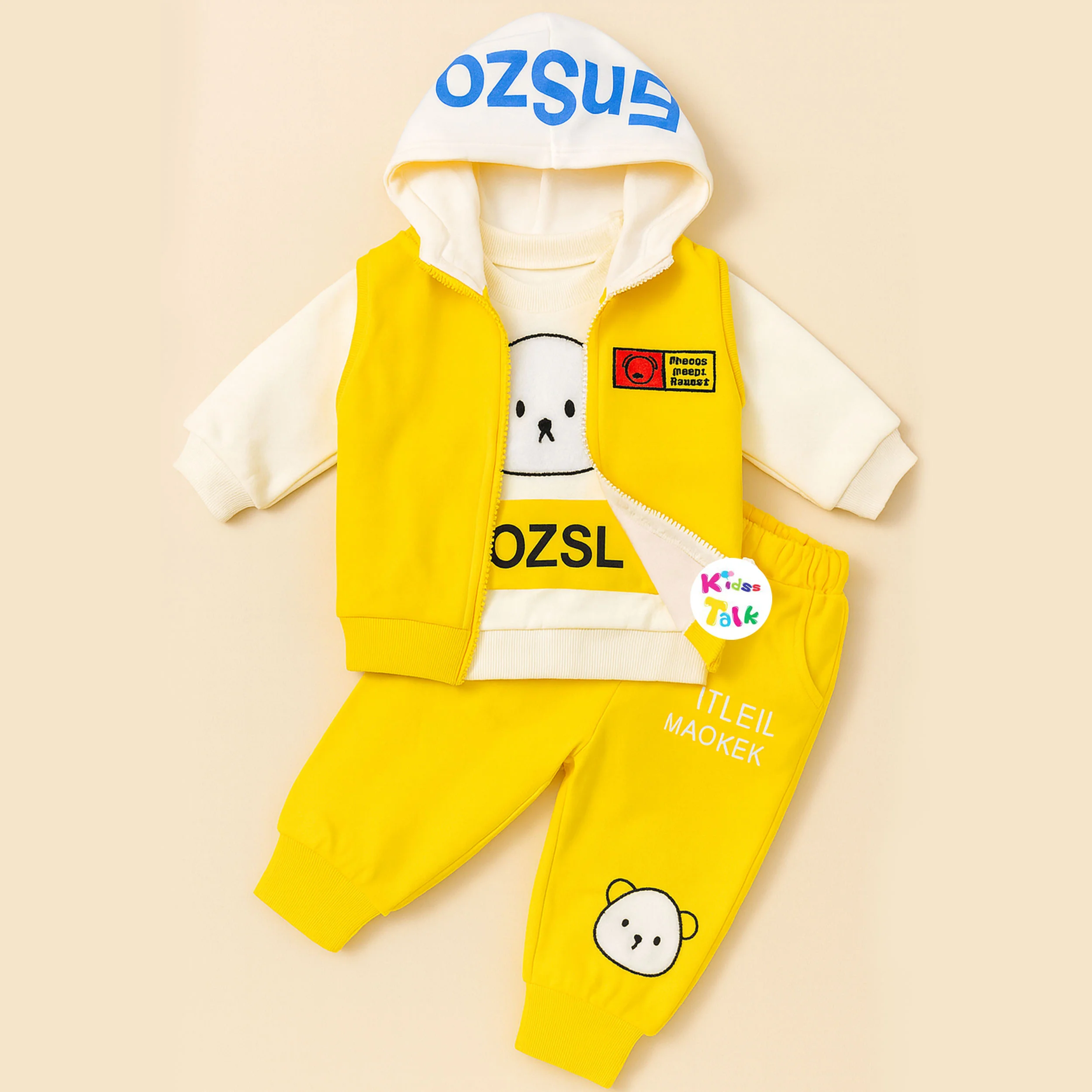 Polyfill Full Sleeve 3 Pcs Windcheater Set - Lemon Yellow