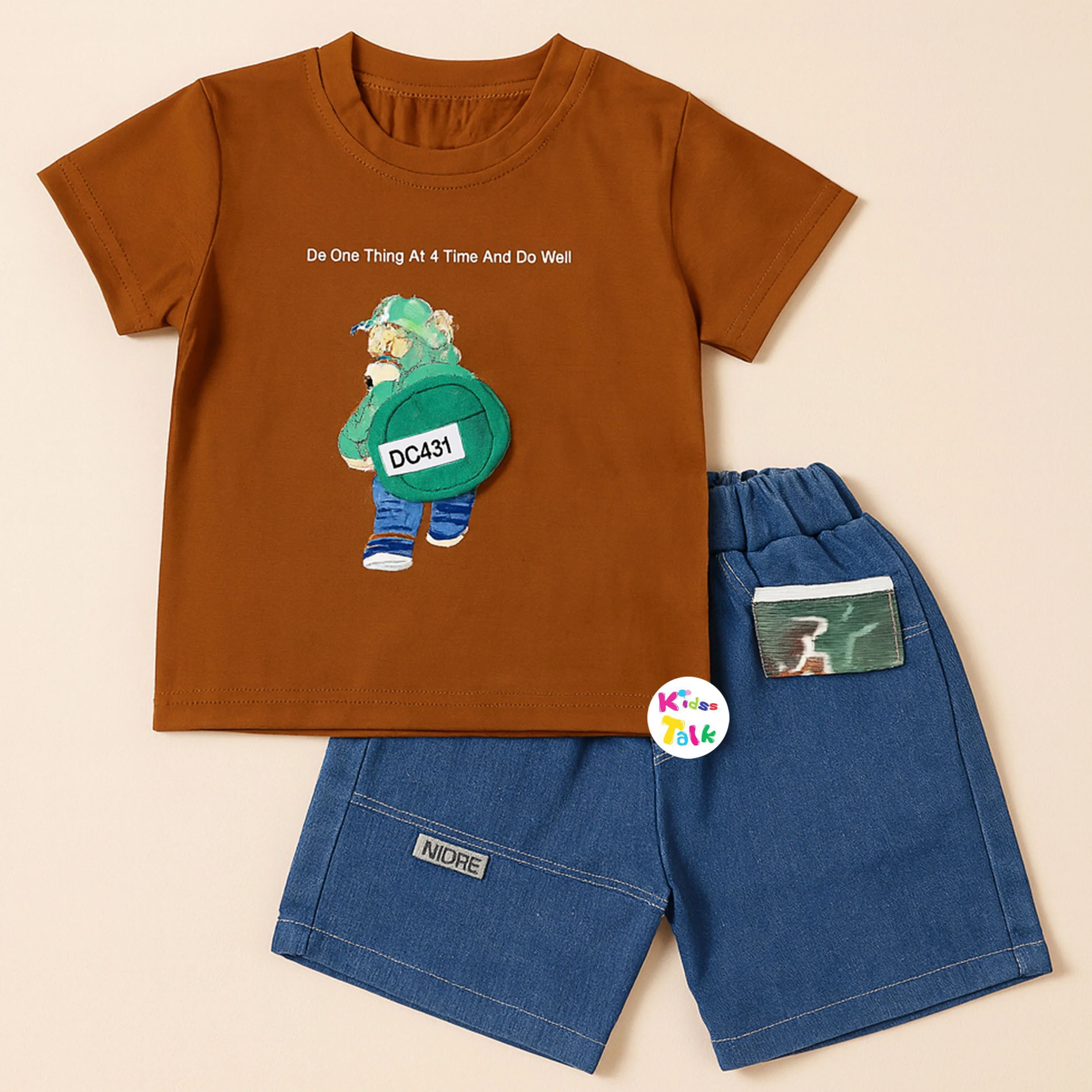 Soft Cotton Half Sleeve T-shirt & Half Pant - Brown