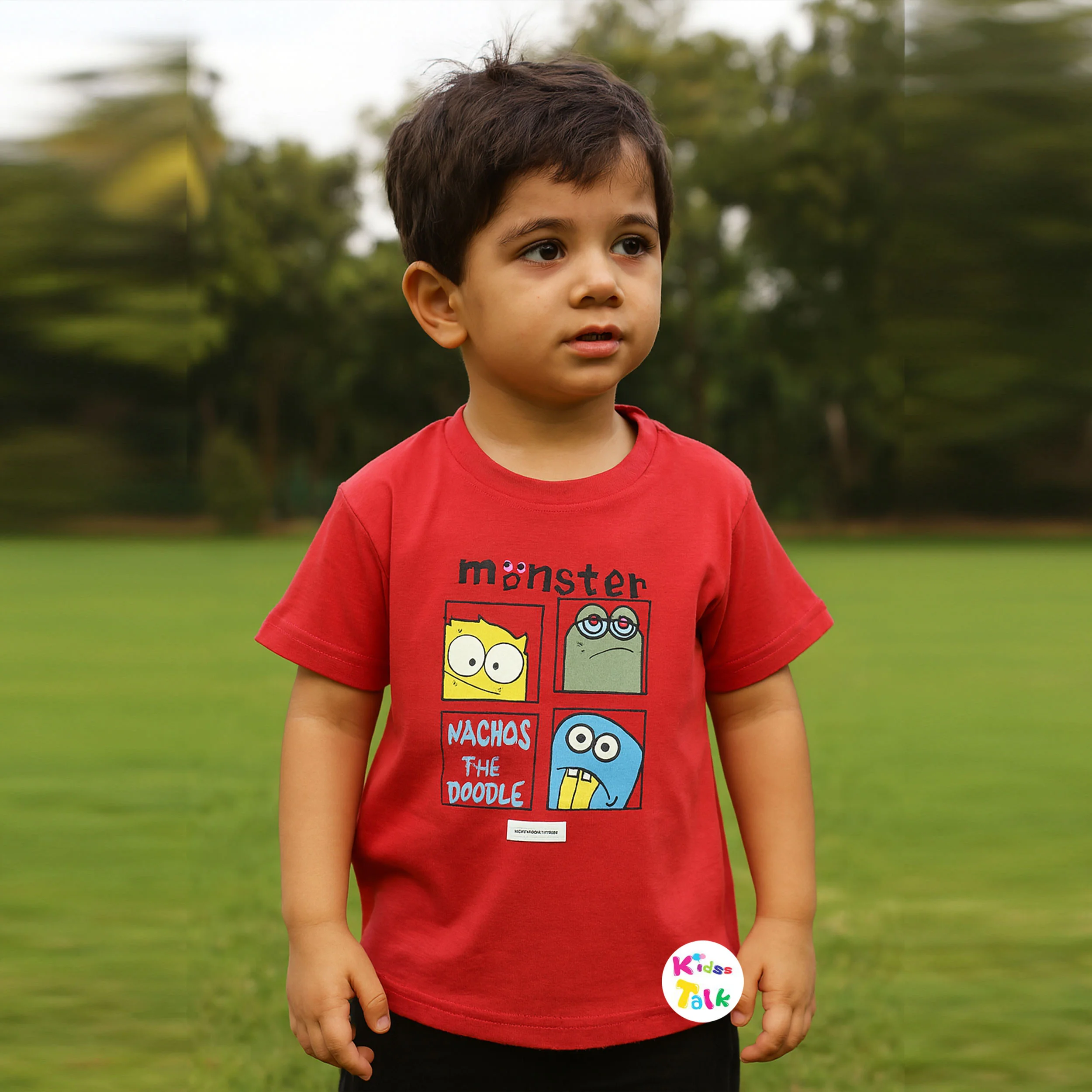 Cotton Knitted Half Sleeve T-shirt & Half Pant - Tomato Red