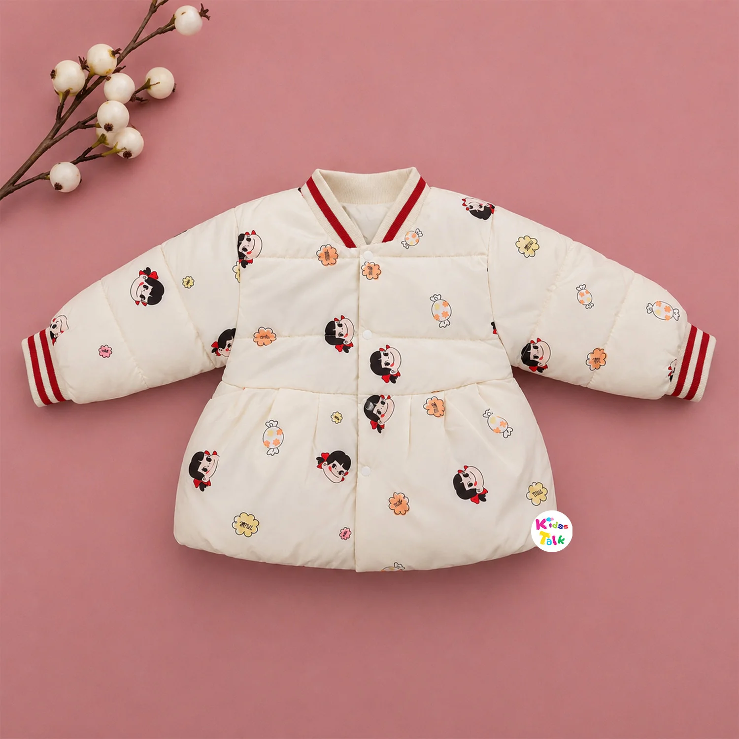 Polyfill Full Sleeve Cute Jacket - Cream