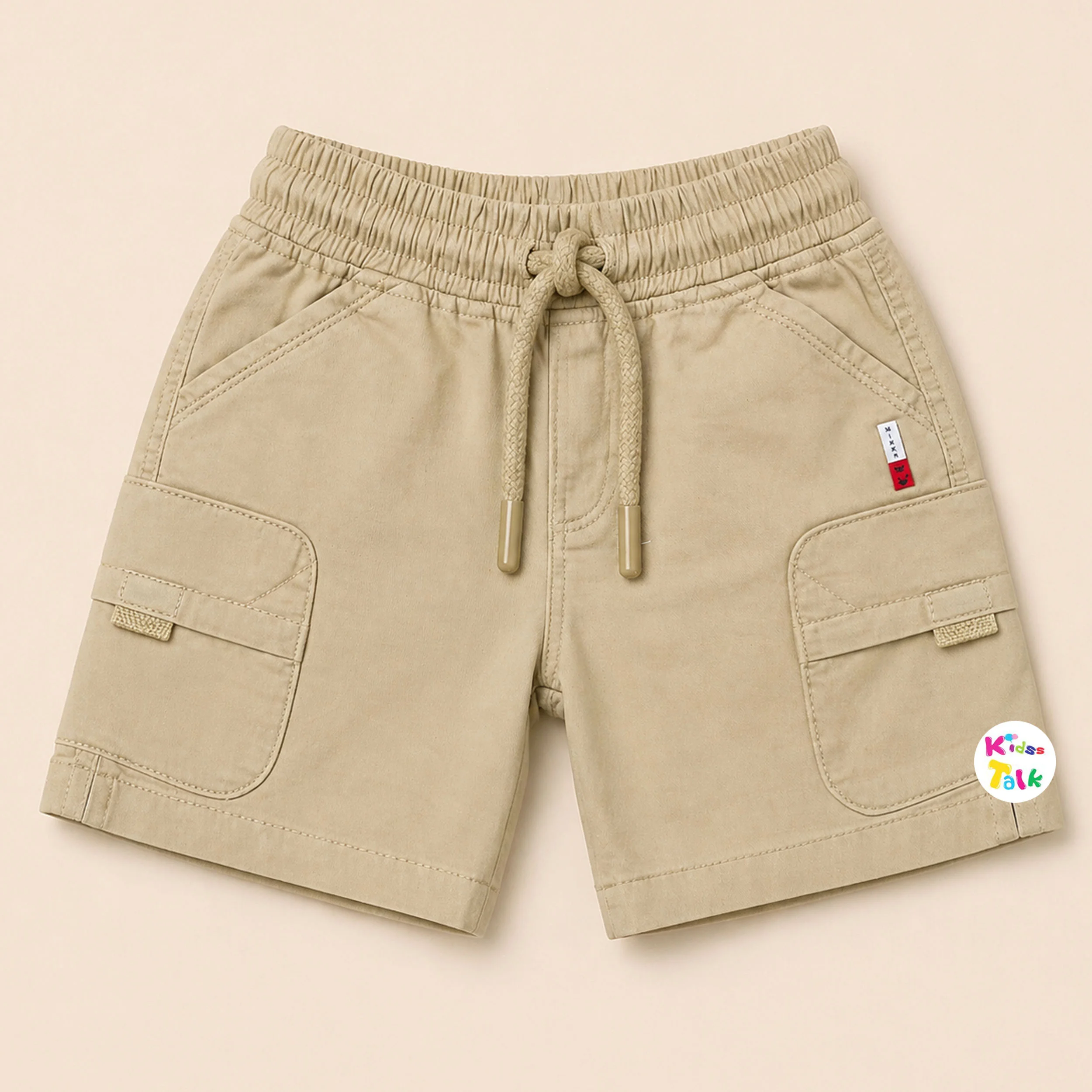 Soft Cotton Regular Fit Cargo Half Pant - Cream