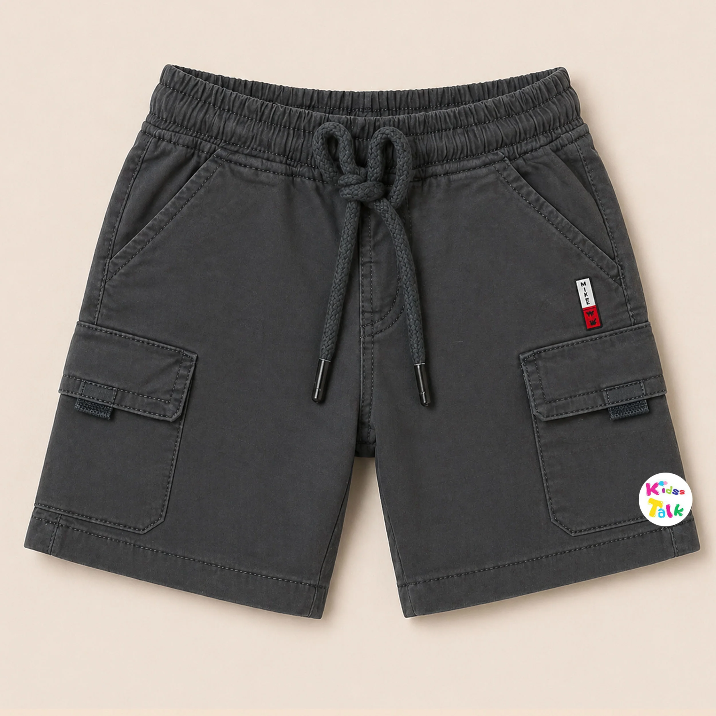Soft Cotton Regular Fit Cargo Half Pant - Dark Grey