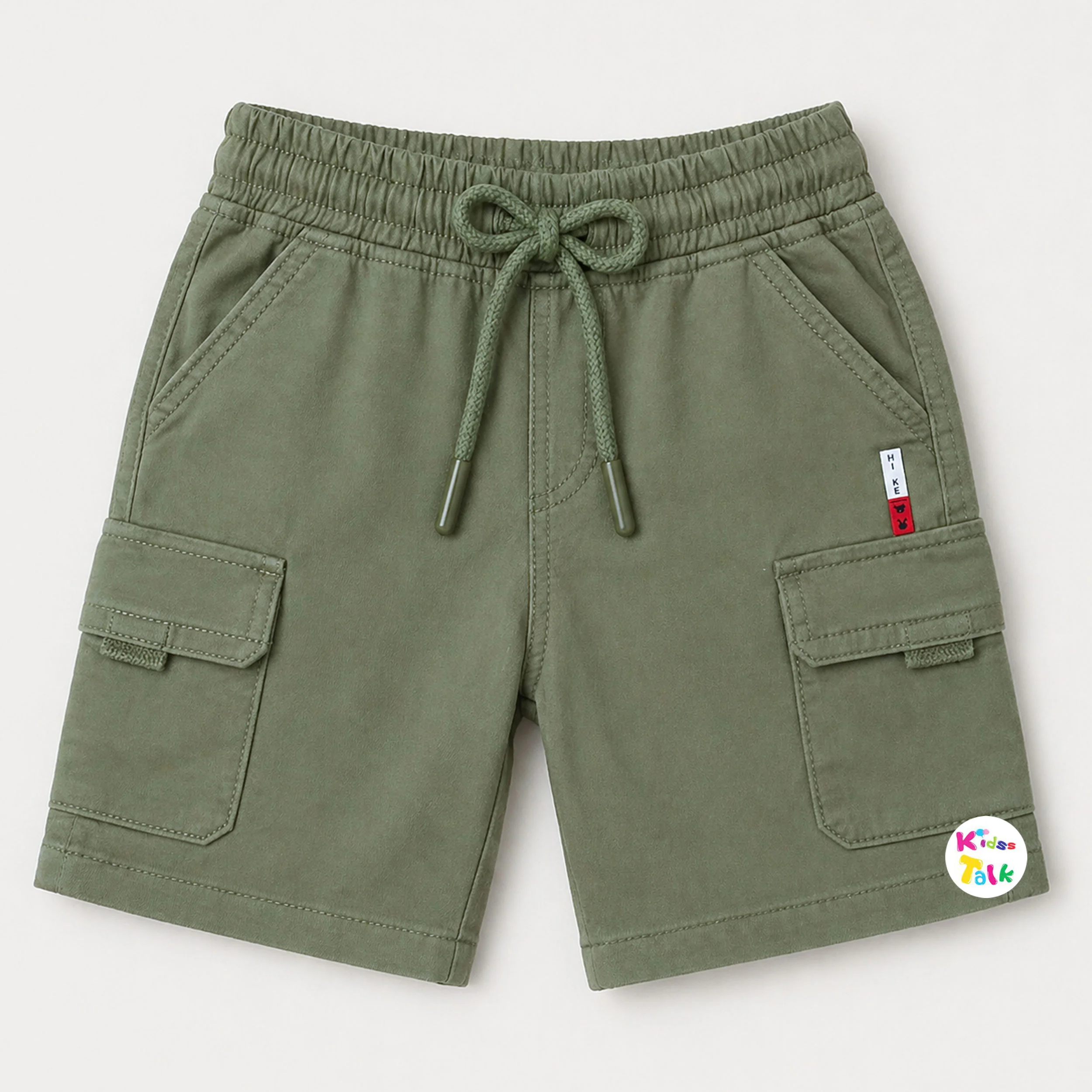 Soft Cotton Regular Fit Cargo Half Pant - Olive Green