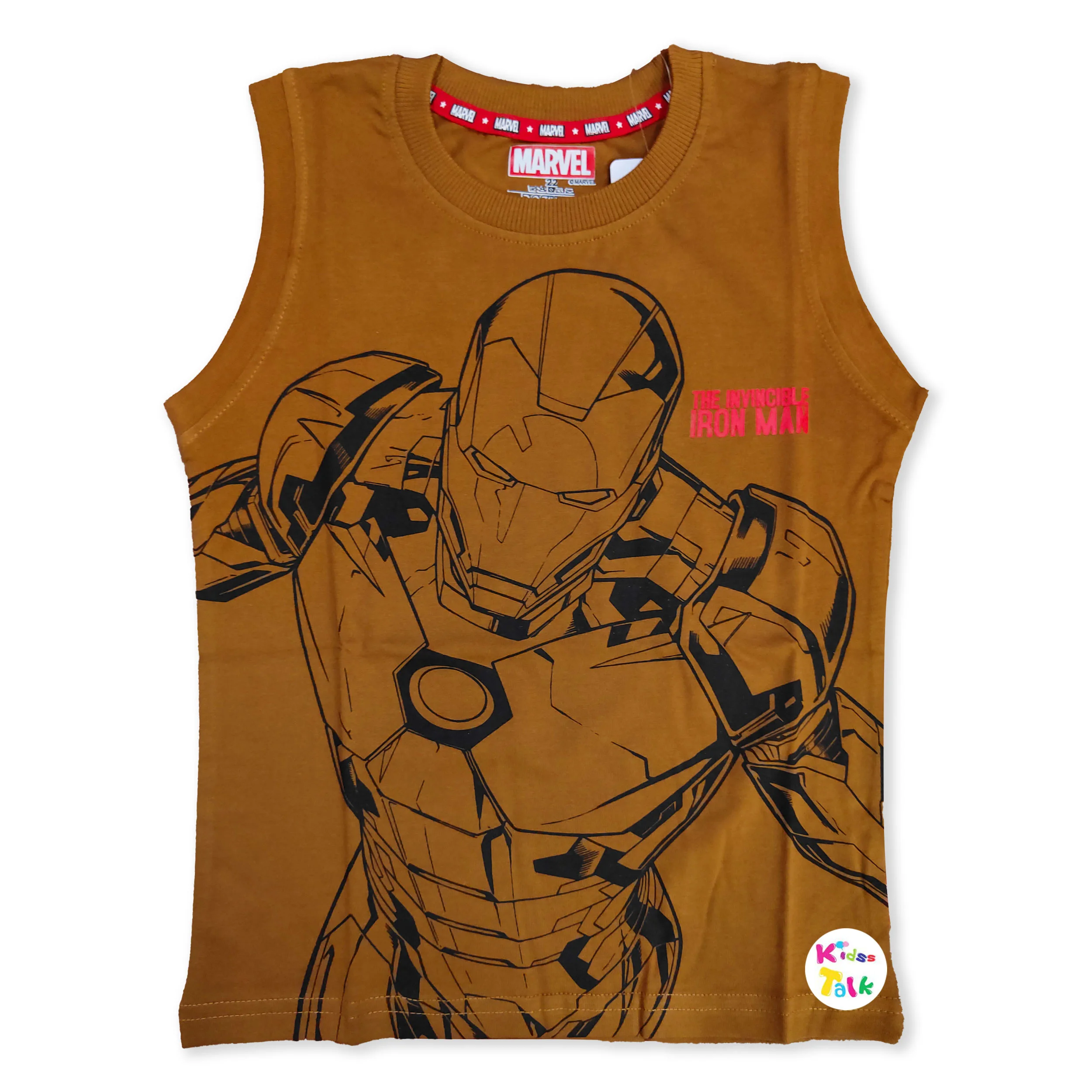 Cotton Knitted Half Sleeve Printed T-shirt - Brown