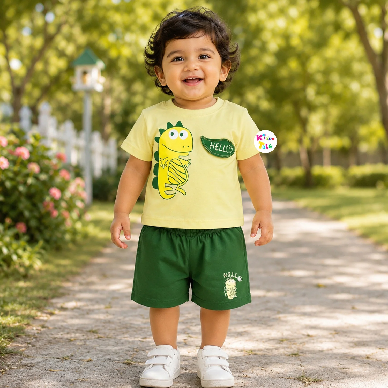 Cotton Half Sleeve T-shirt Set - Lemon Yellow