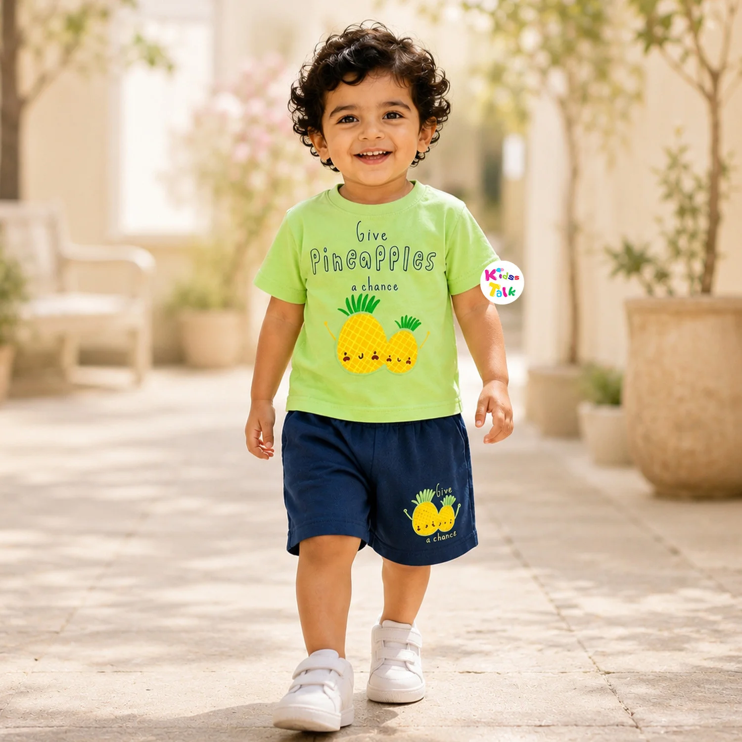 Cotton Half Sleeve T-shirt Set - Pista Green