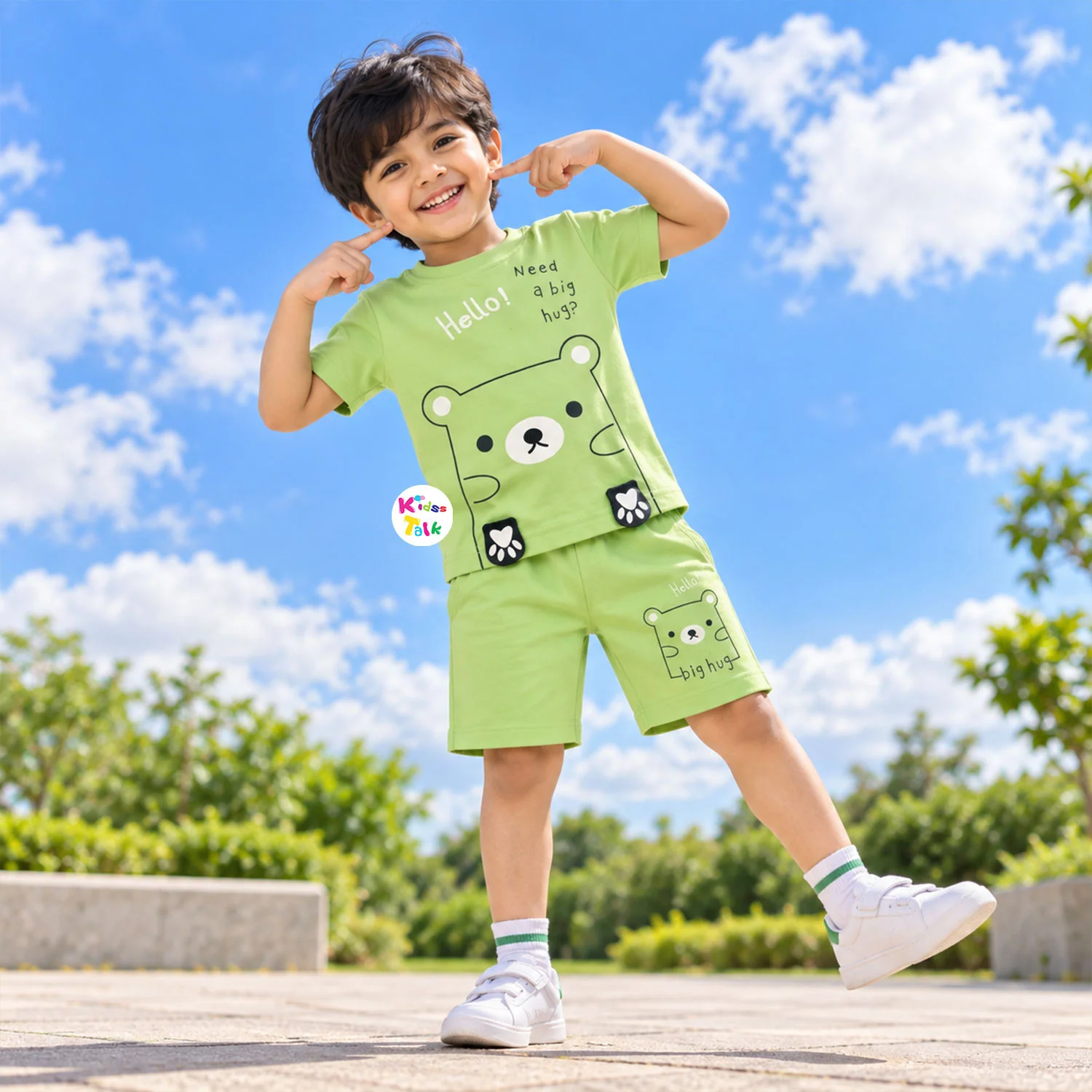 Cotton Half Sleeve T-shirt Set - Green