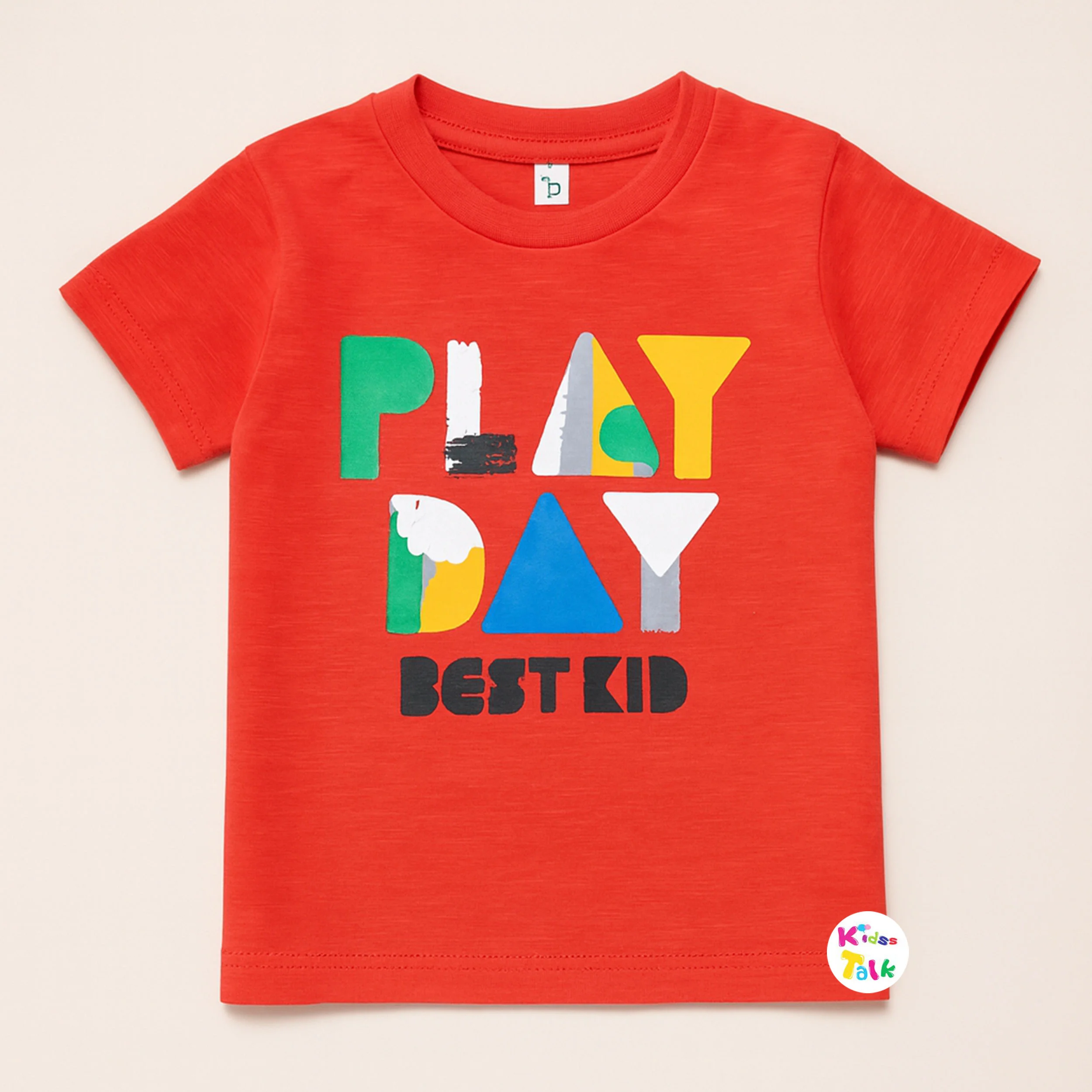 Cotton Knitted Half Sleeve T-shirt - Red