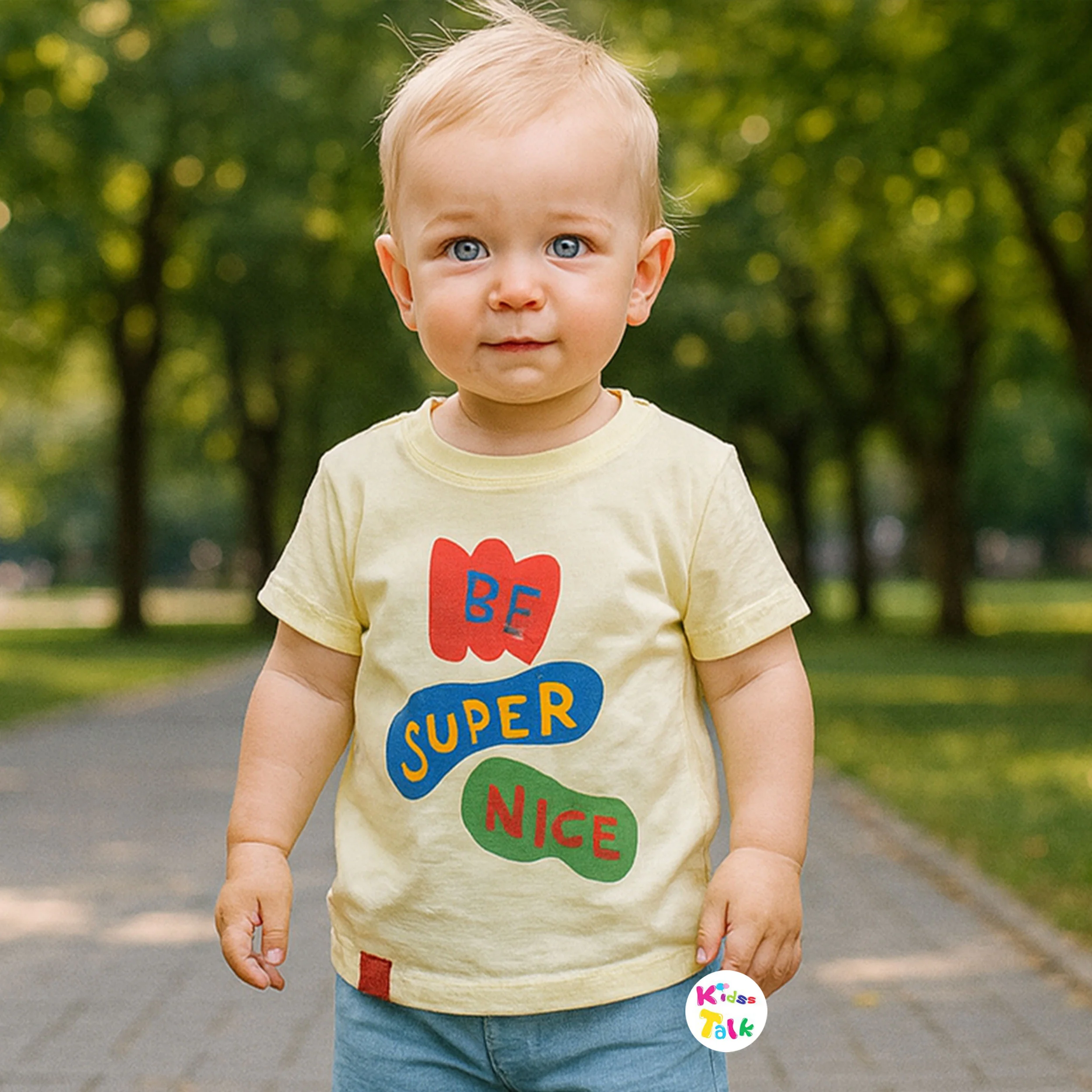 Cotton Knitted Half Sleeve Printed T-shirt - Lemon Yellow