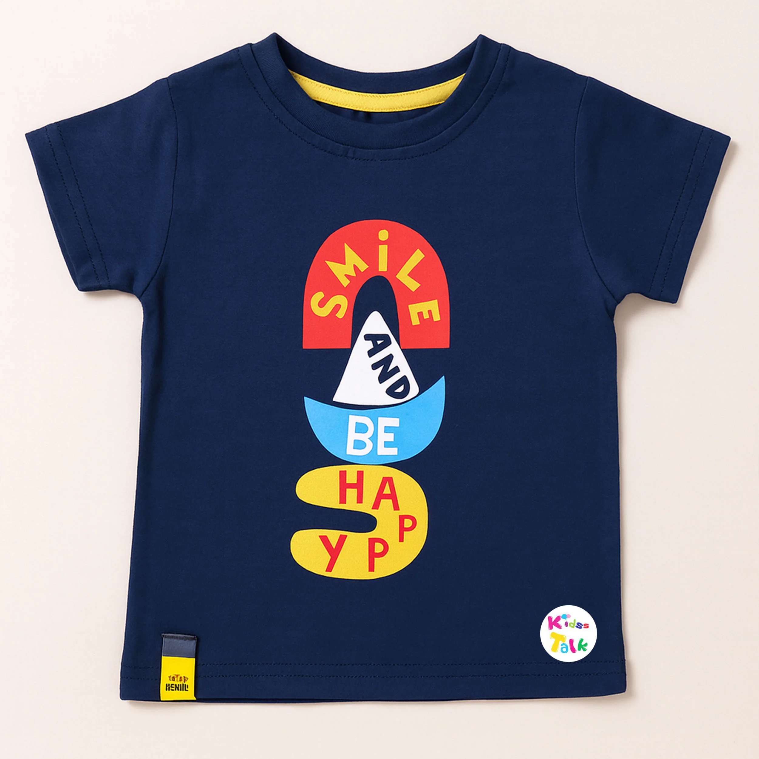 Cotton Knitted Half Sleeve Printed T-shirt - Navy Blue