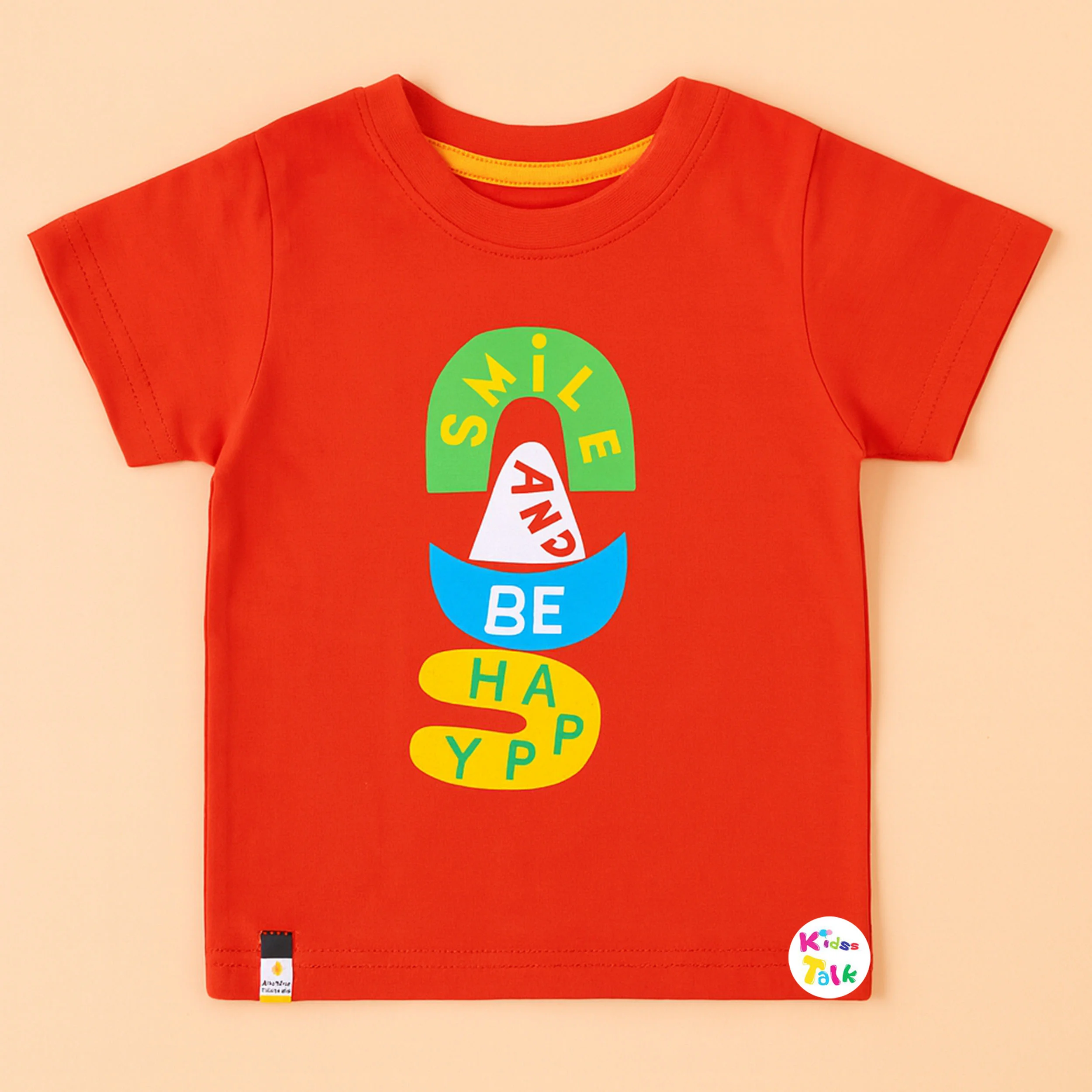 Cotton Knitted Half Sleeve T-shirt - Orange