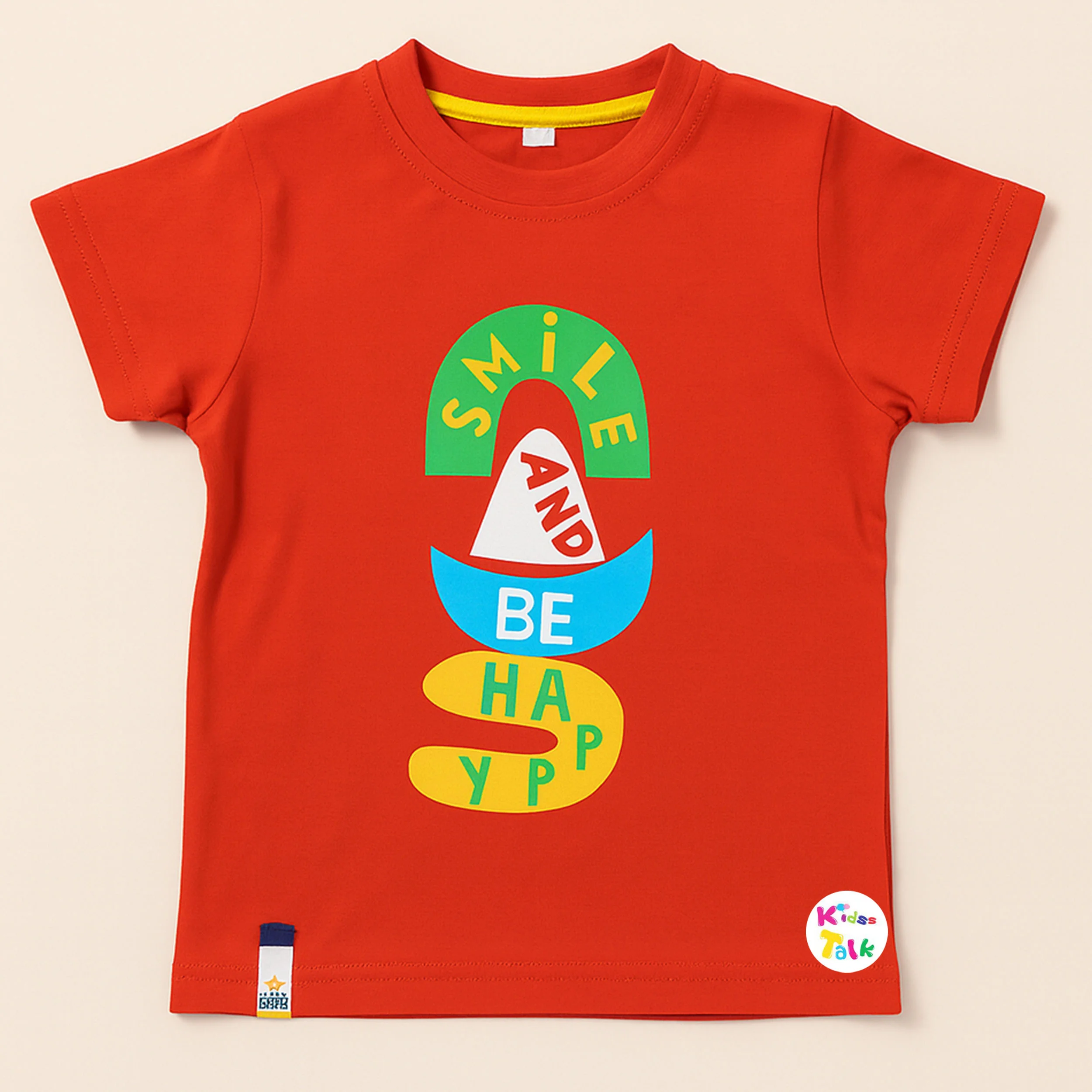 Cotton Knitted Half Sleeve Printed T-shirt - Red