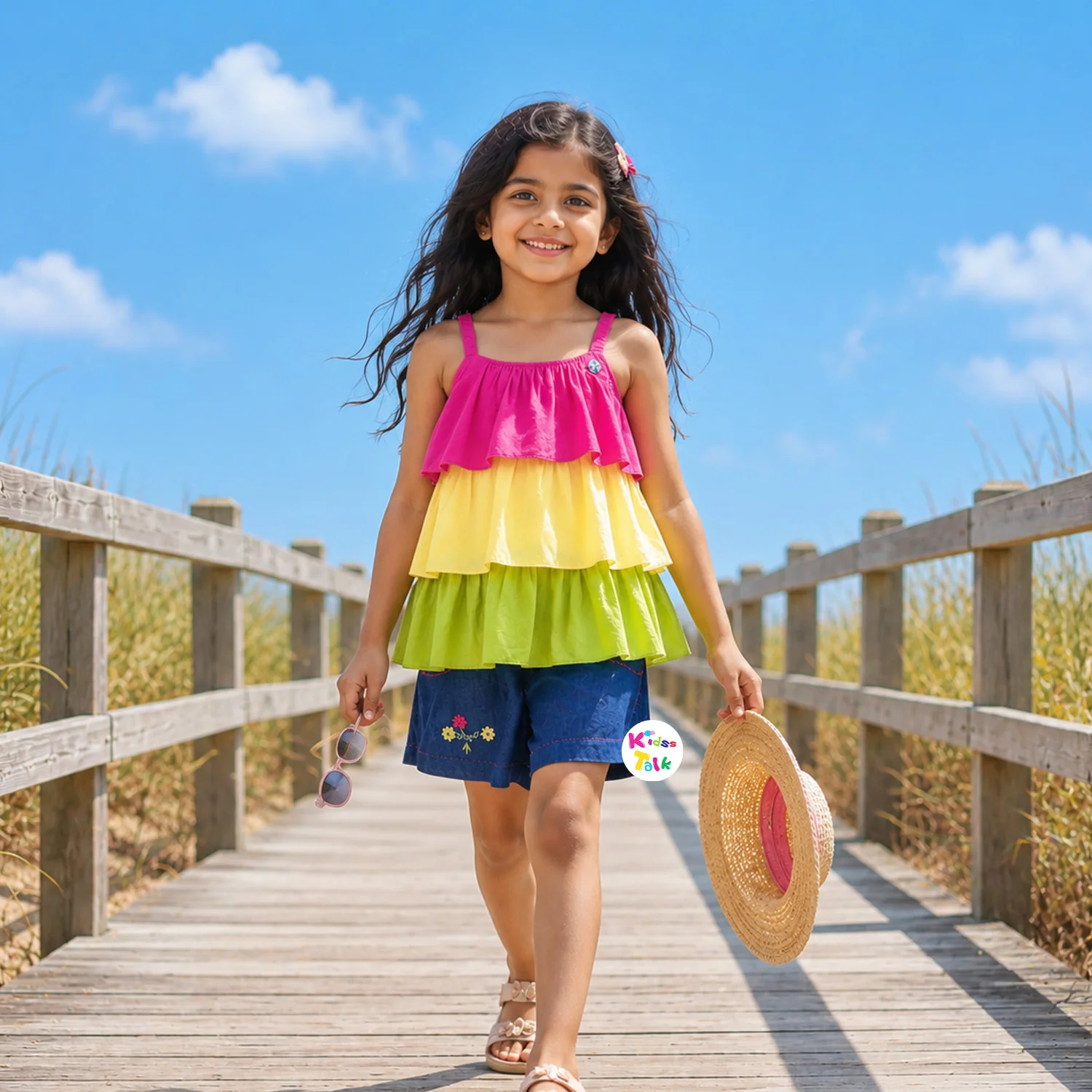 Cotton Sleeveless Top & Shorts - Multicolour