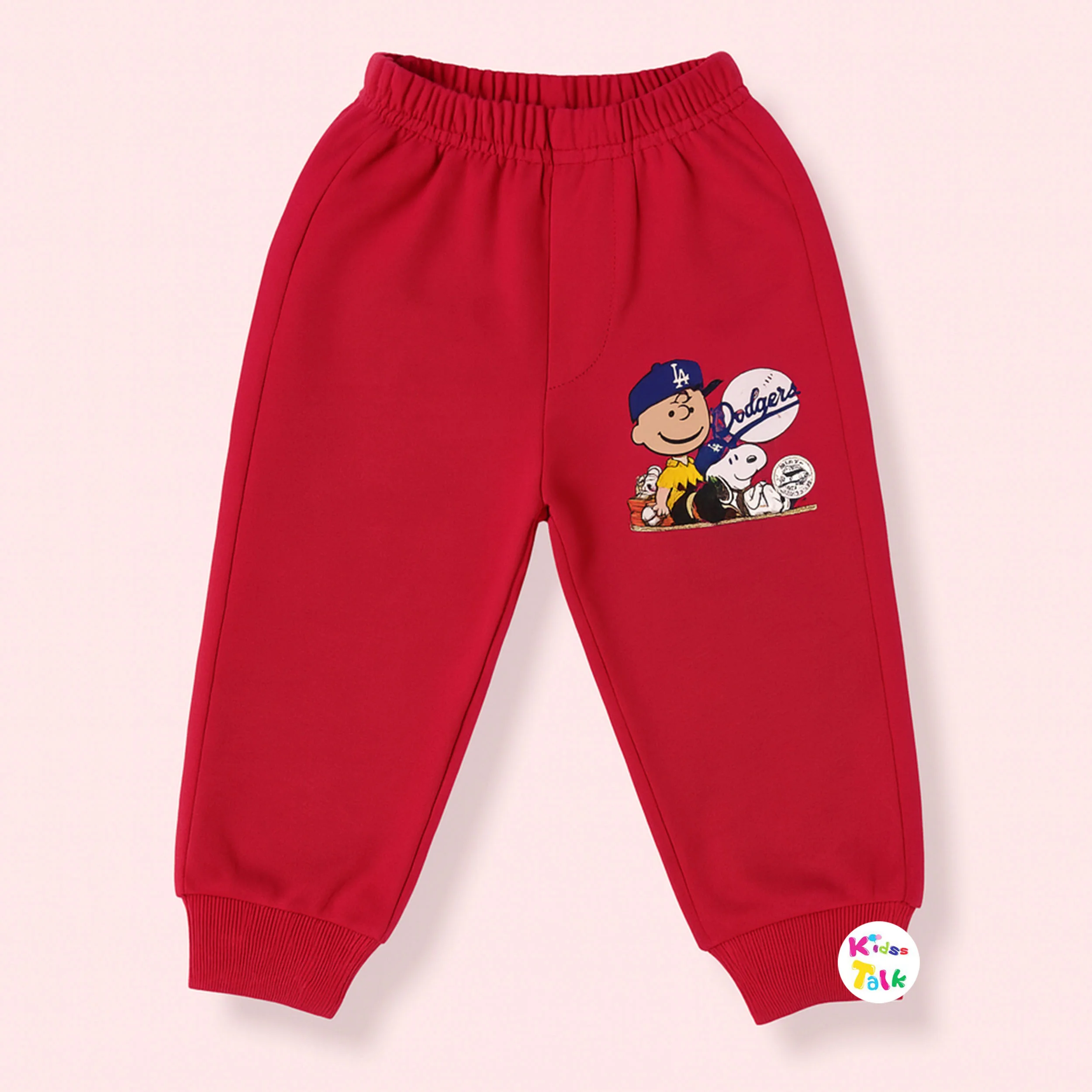 Cotton Knitted Full Length Track Pant - Red