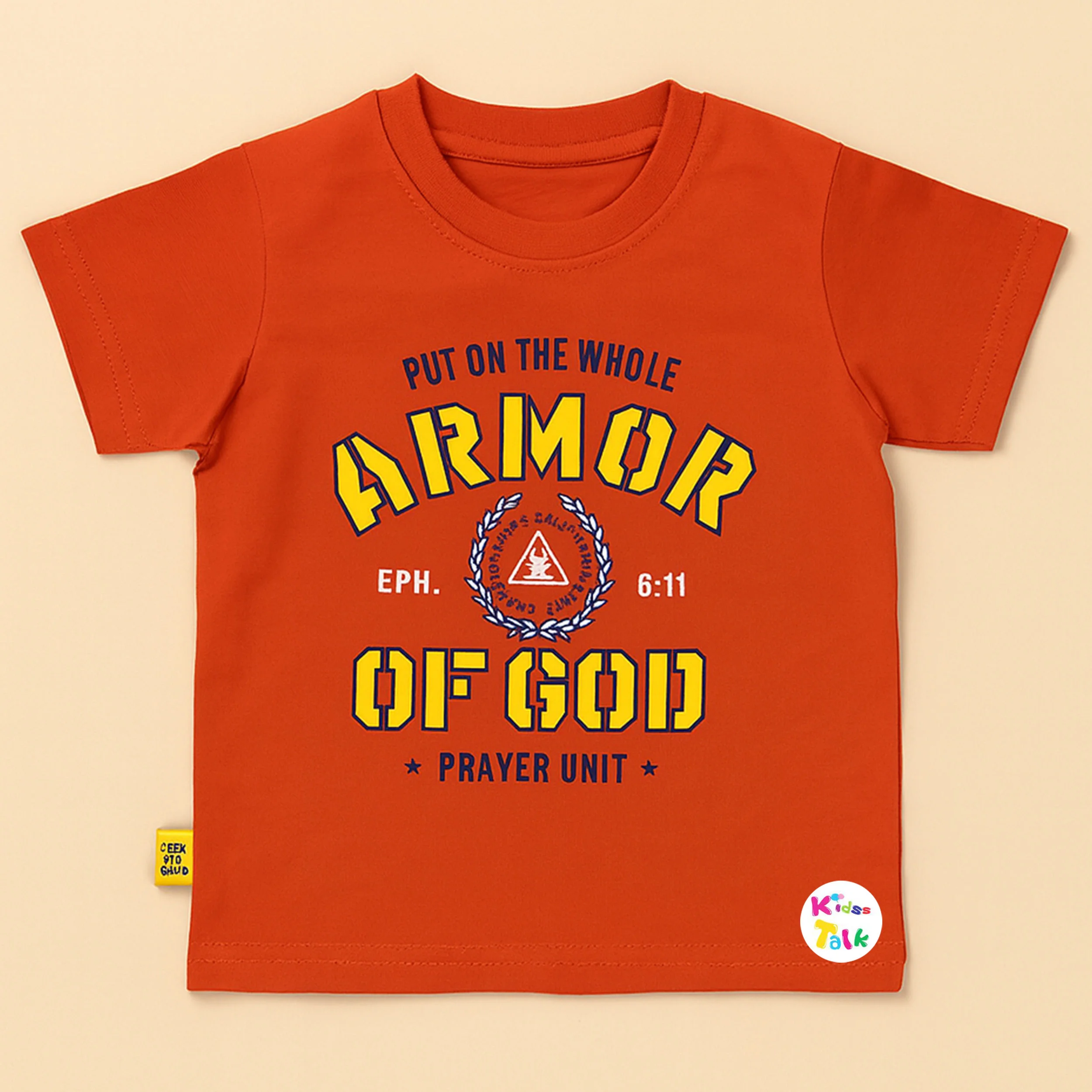 Cotton Knitted Half Sleeve Printed T-shirt - Rust Orange