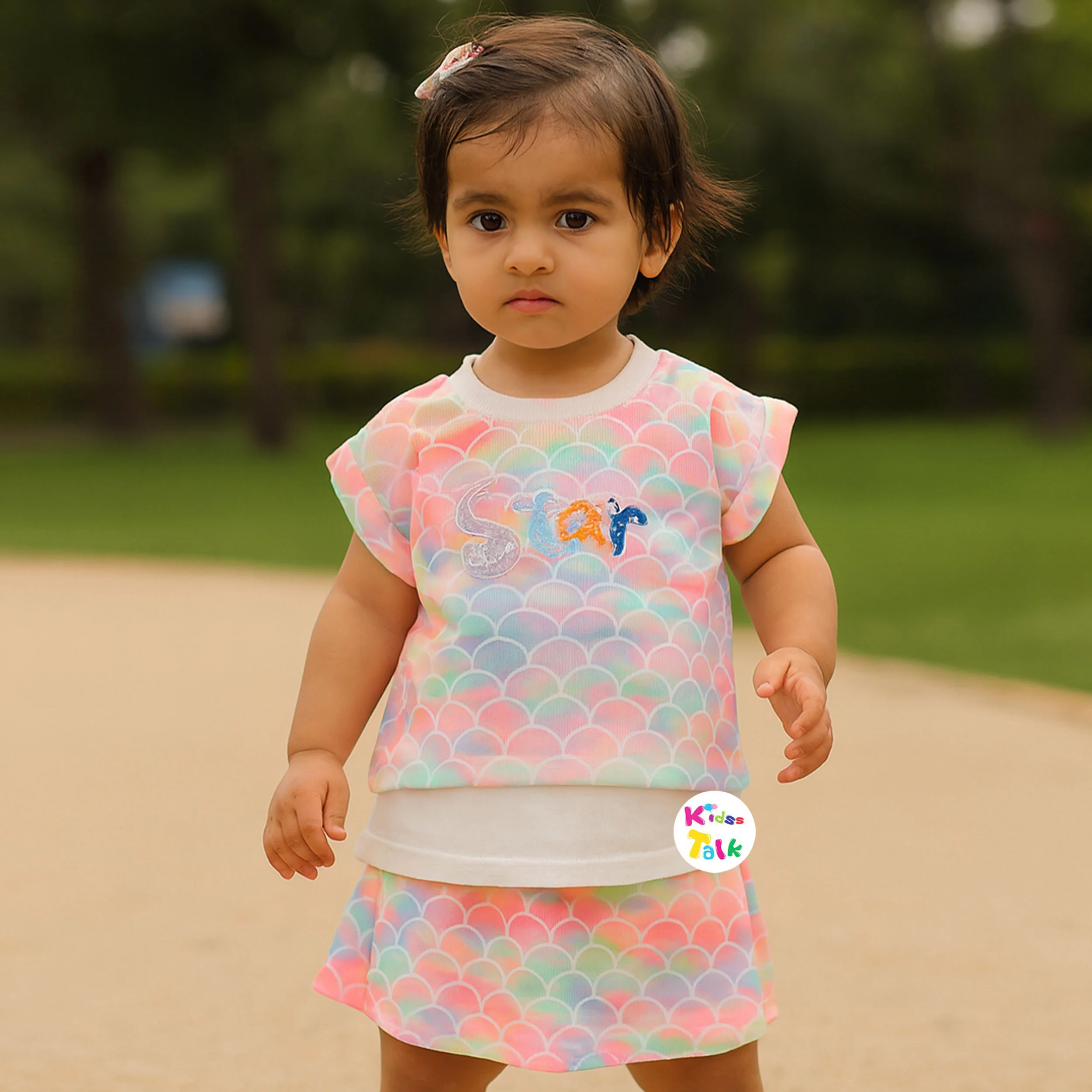 Cotton Knitted Hald Sleeve T-shirt With Inner Tees & Half Pant - Orange