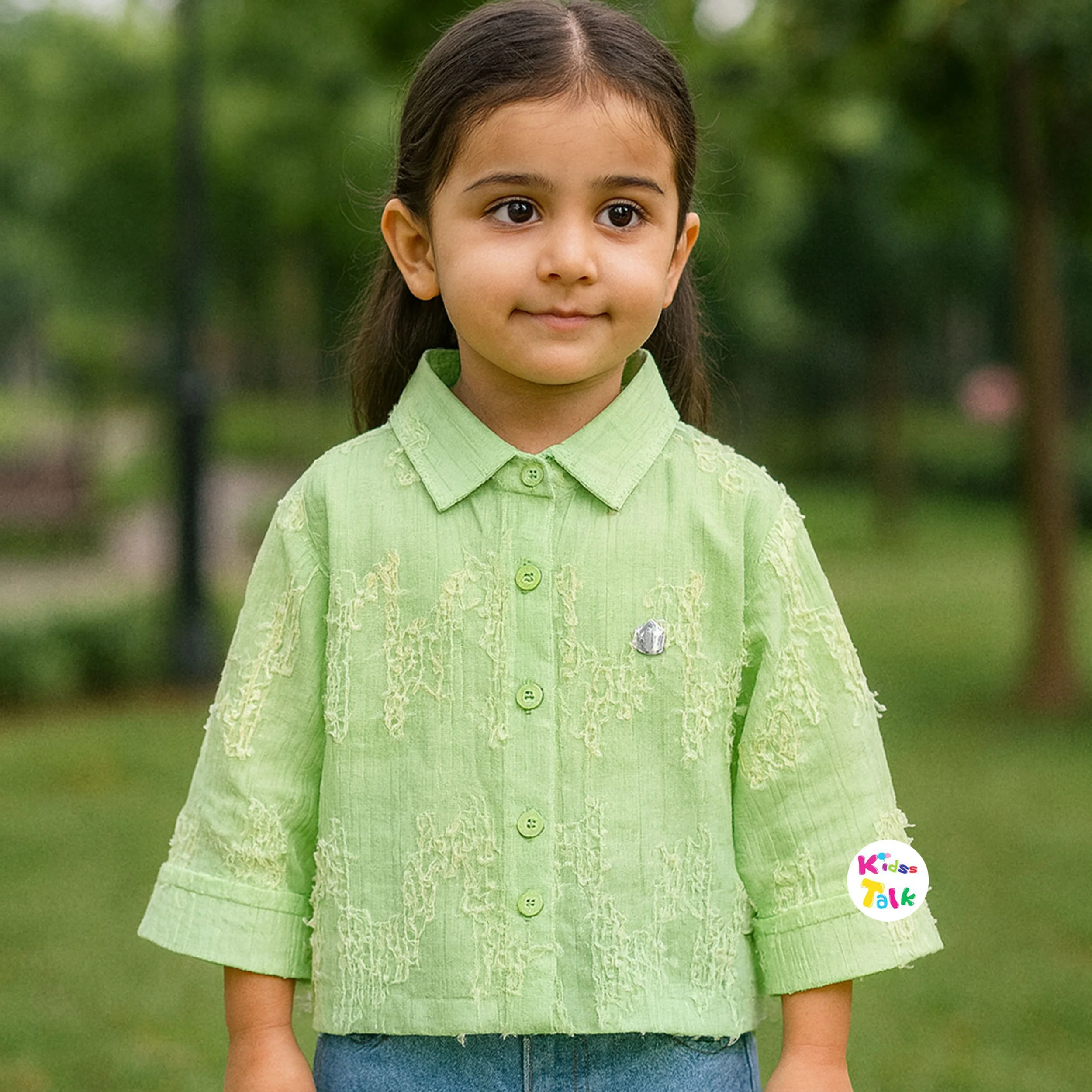 Cute Half Sleeve Embroidered Top - Baby Pink
