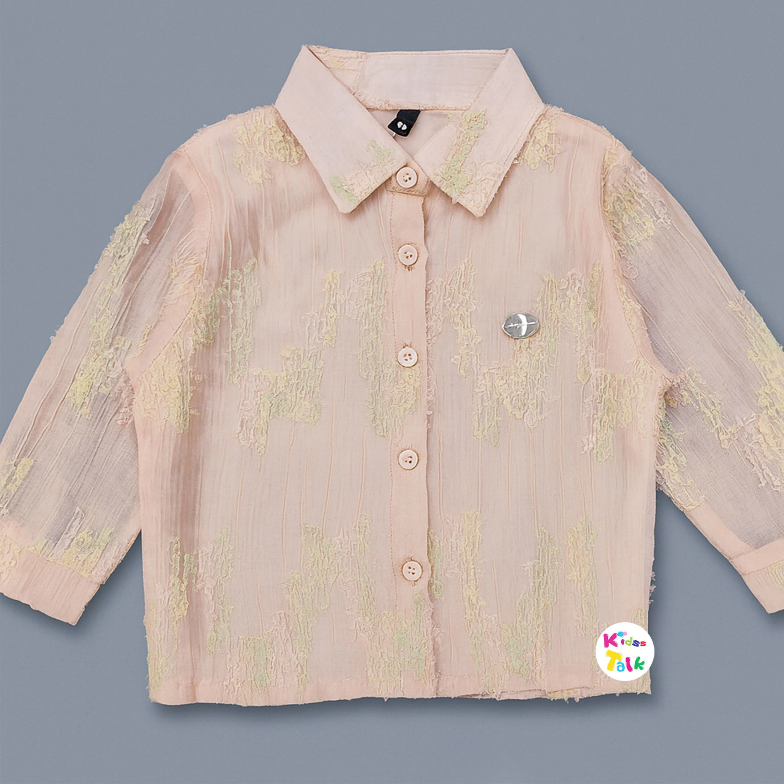 Cute Full Sleeve Embroidered Top - Baby Pink