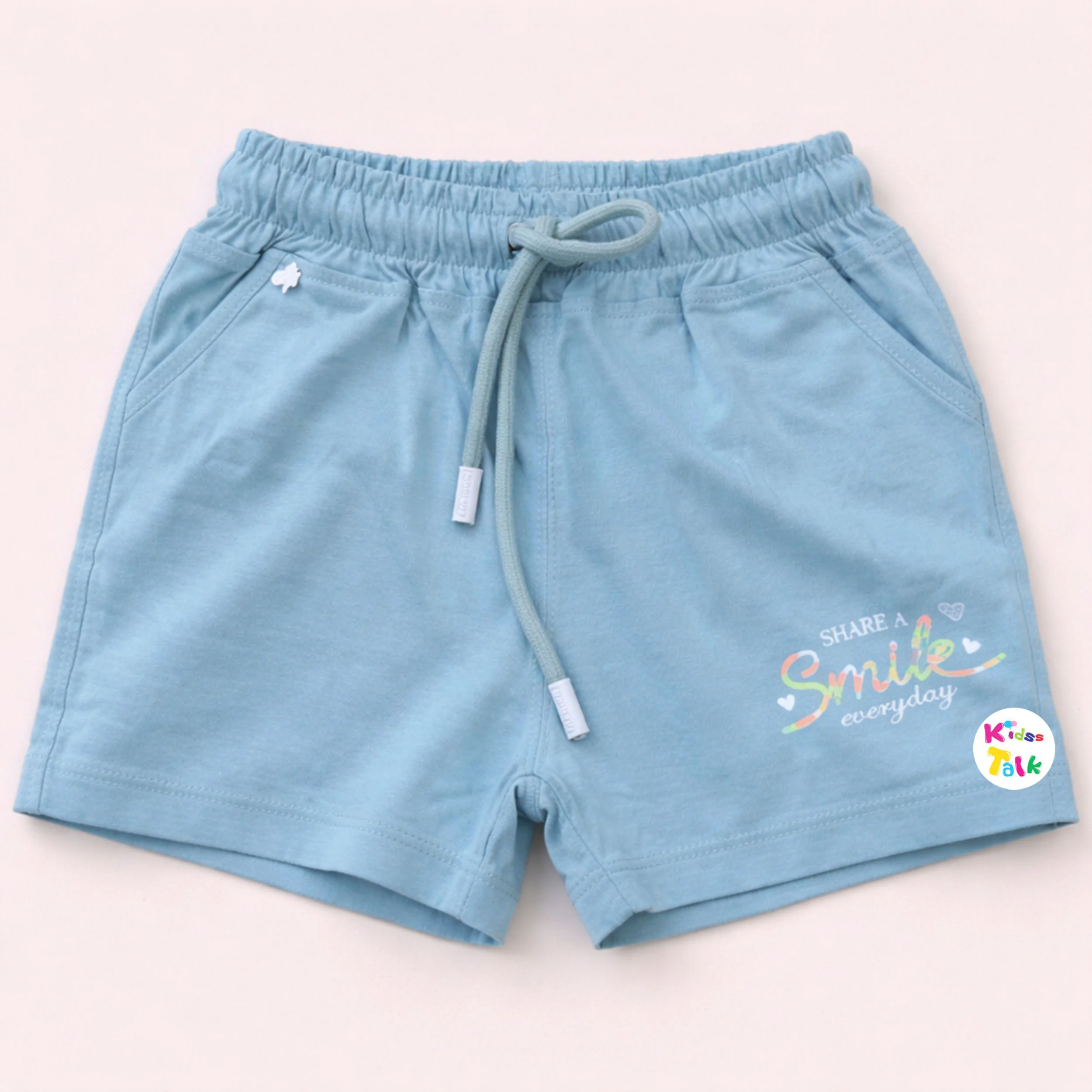 Cotton Regular Fit Printed Shorts - Ice Blue