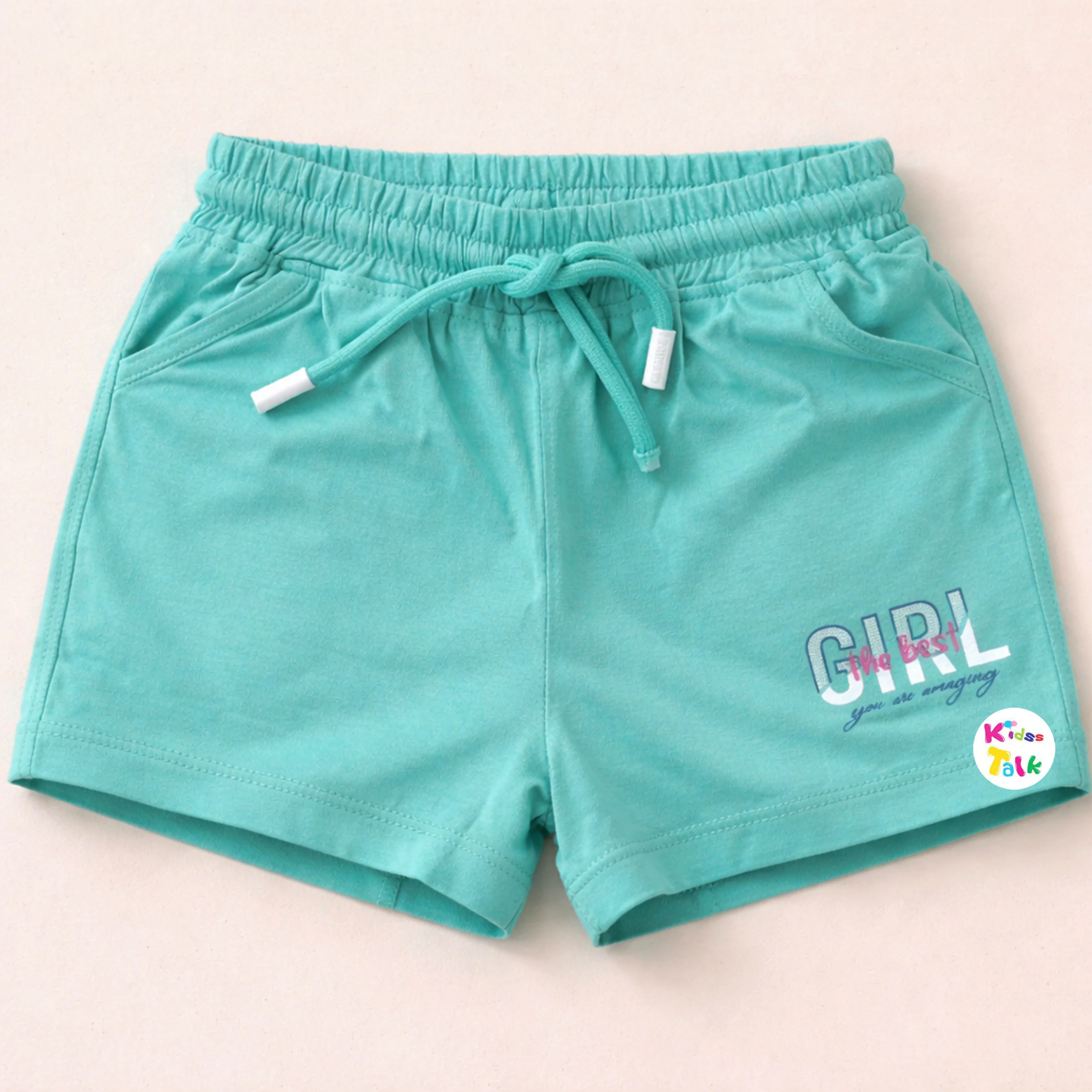 Cotton Regular Fit Printed Shorts - Turquoise