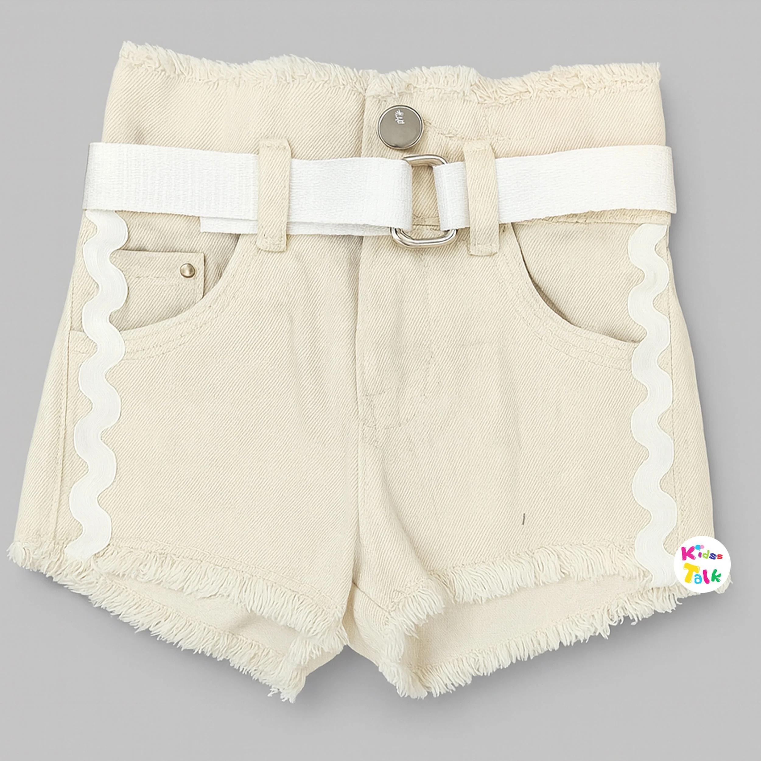 Cute Denim Regular Fit Shorts - Cream