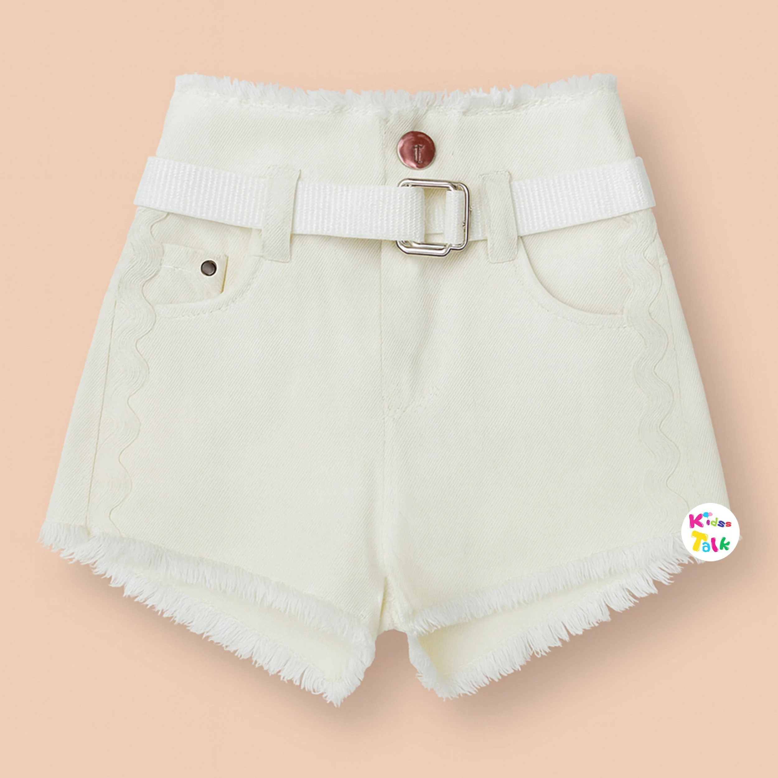 Cute Denim Regular Fit Shorts - White