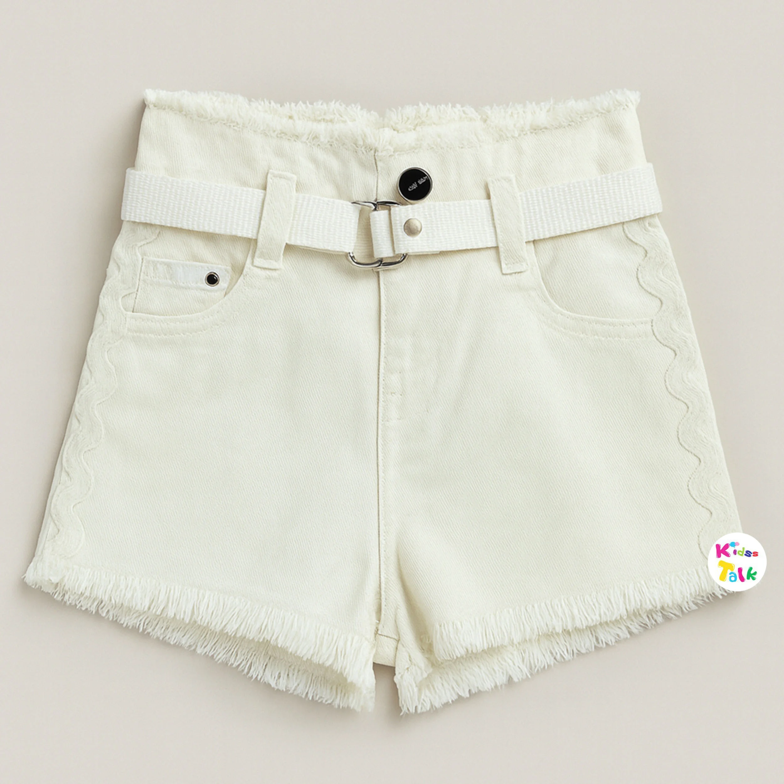 Cute Denim Regular Fit Shorts - White