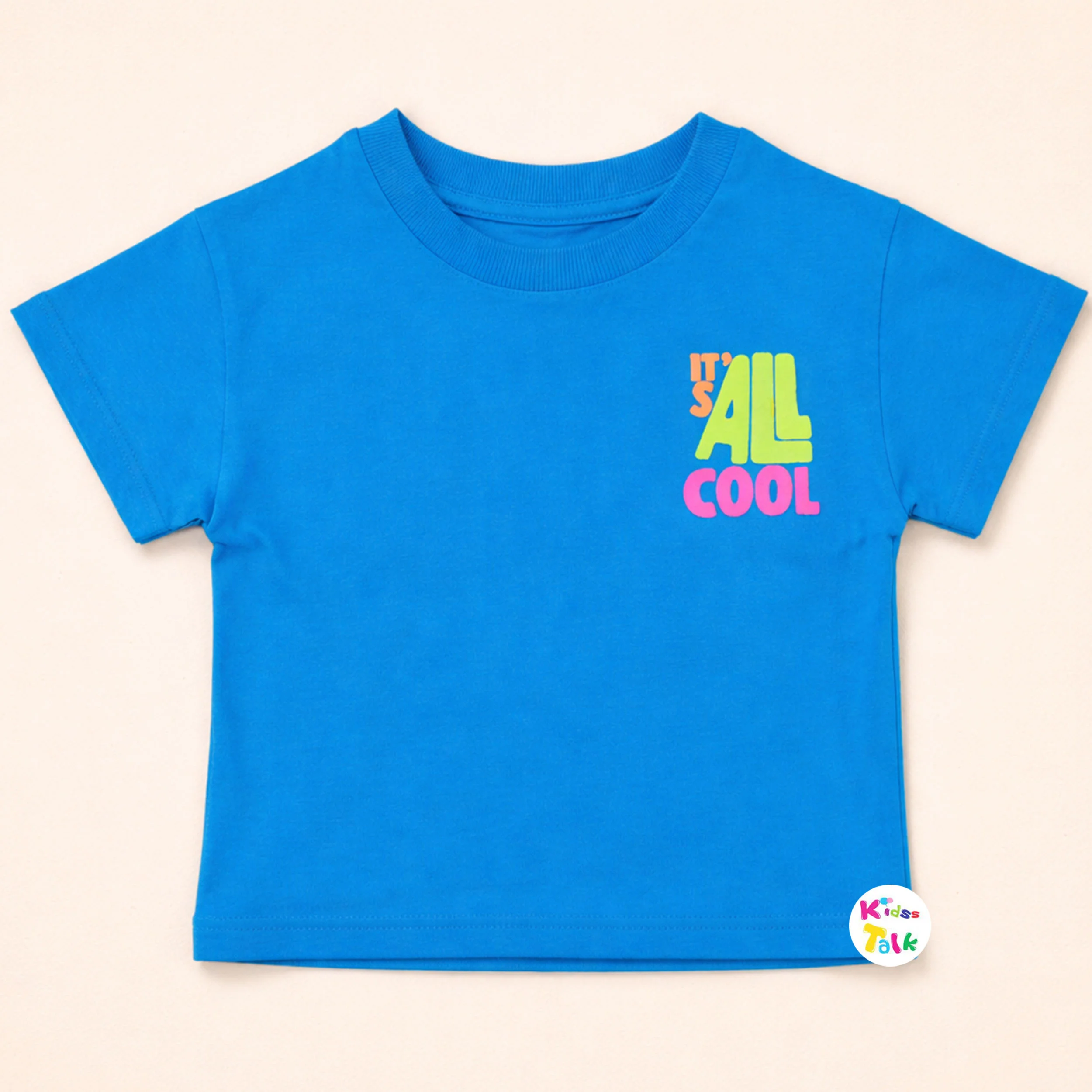 Soft Cotton Knitted Half Sleeve Tees With Cute Printed - Blue