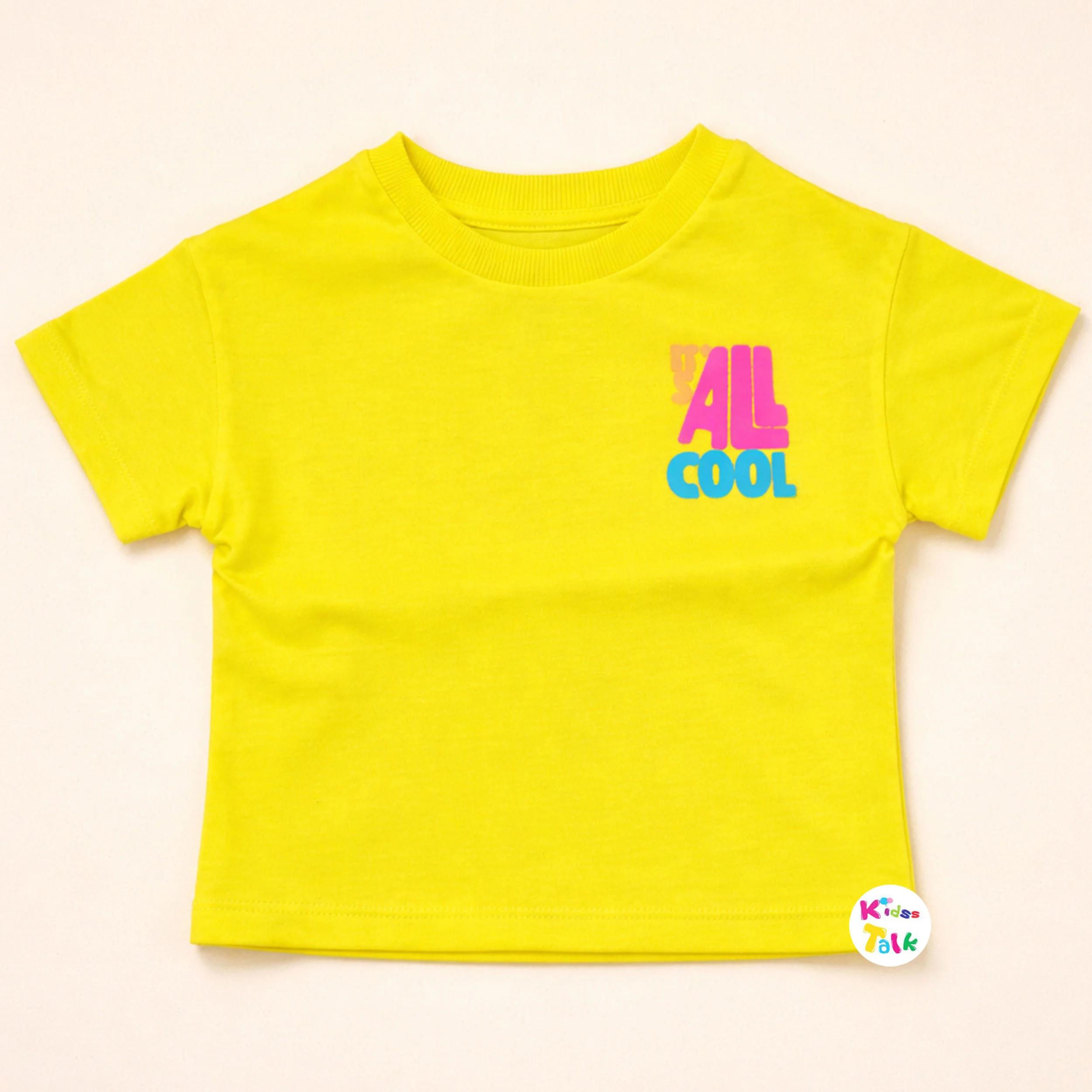 Soft Cotton Knitted Half Sleeve Tees With Cute Printed - Lemon Yellow