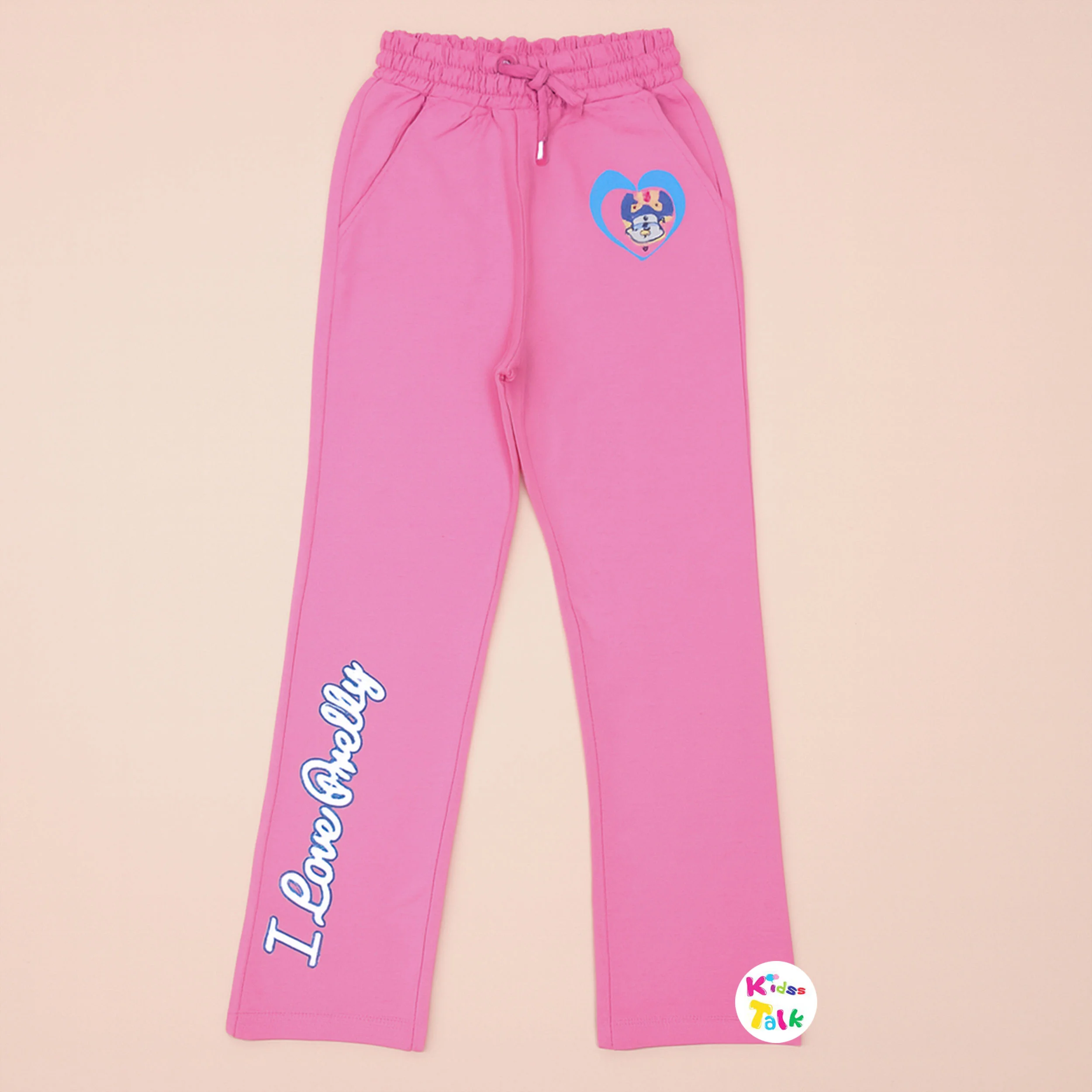Cotton Knitted Full Length Track Pant - Flamingo Pink