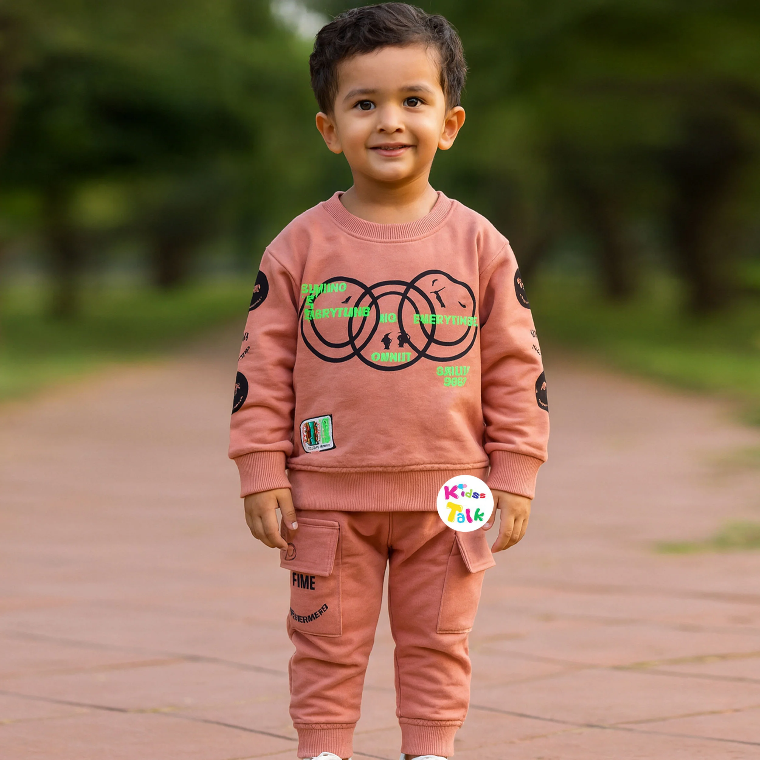 Cotton Knitted Full Sleeve T-shirt & Full Pant - Onion Pink