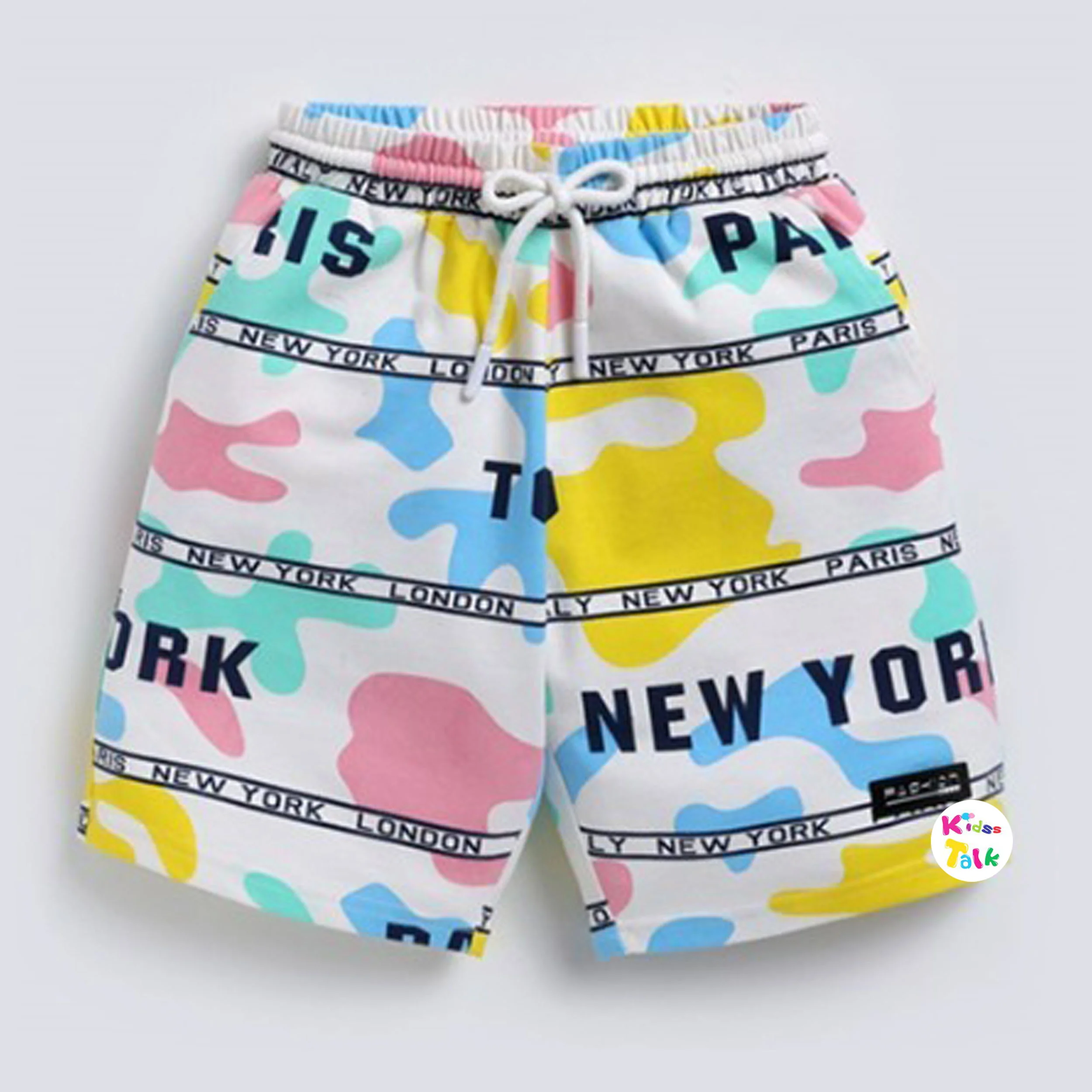 Cotton Knitted Regular Fit Printed Half Pant - Multicolour