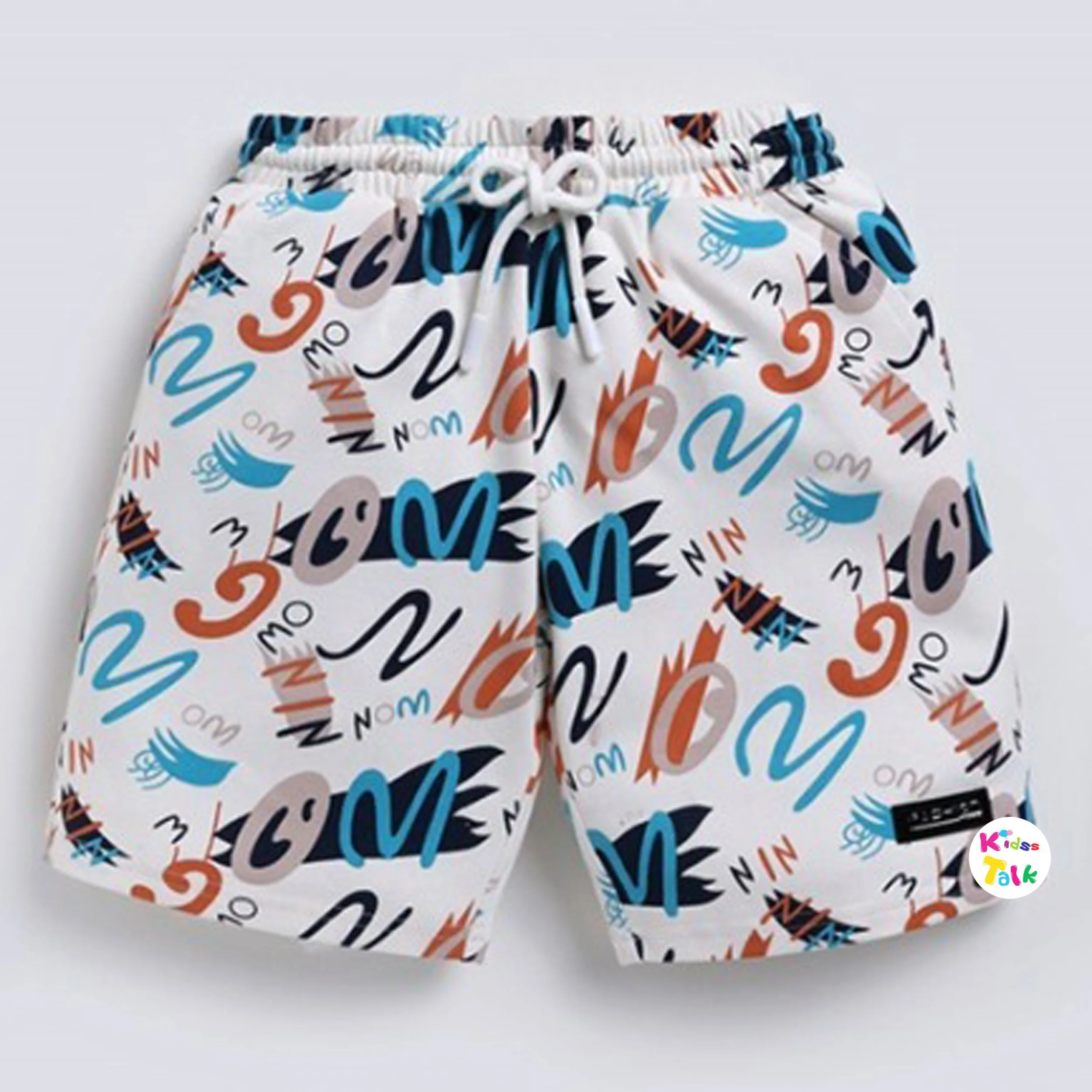 Cotton Knitted Regular Fit Printed Half Pant - White