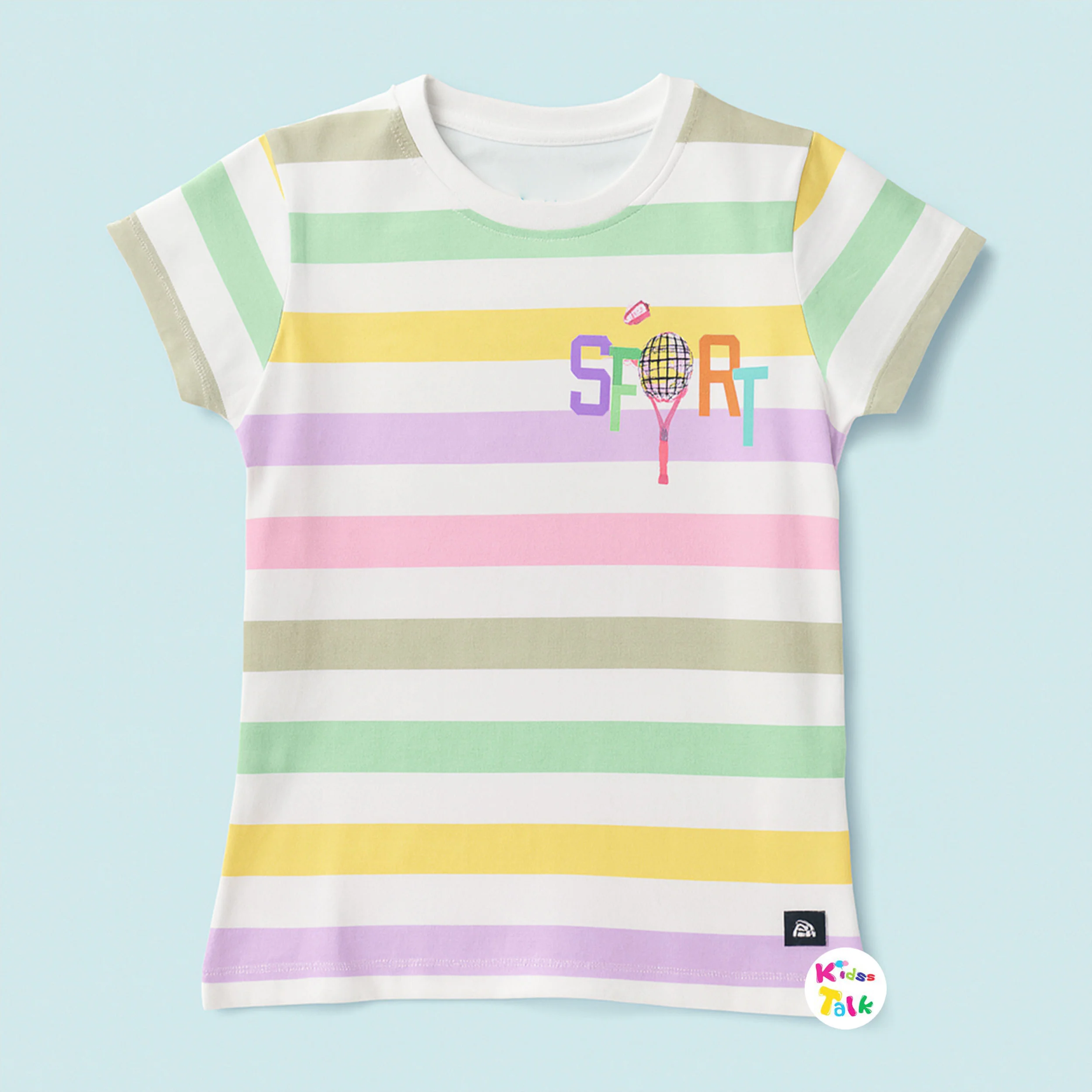 Cute Cotton Knitted Half Sleeve Printed Tees - Lavender