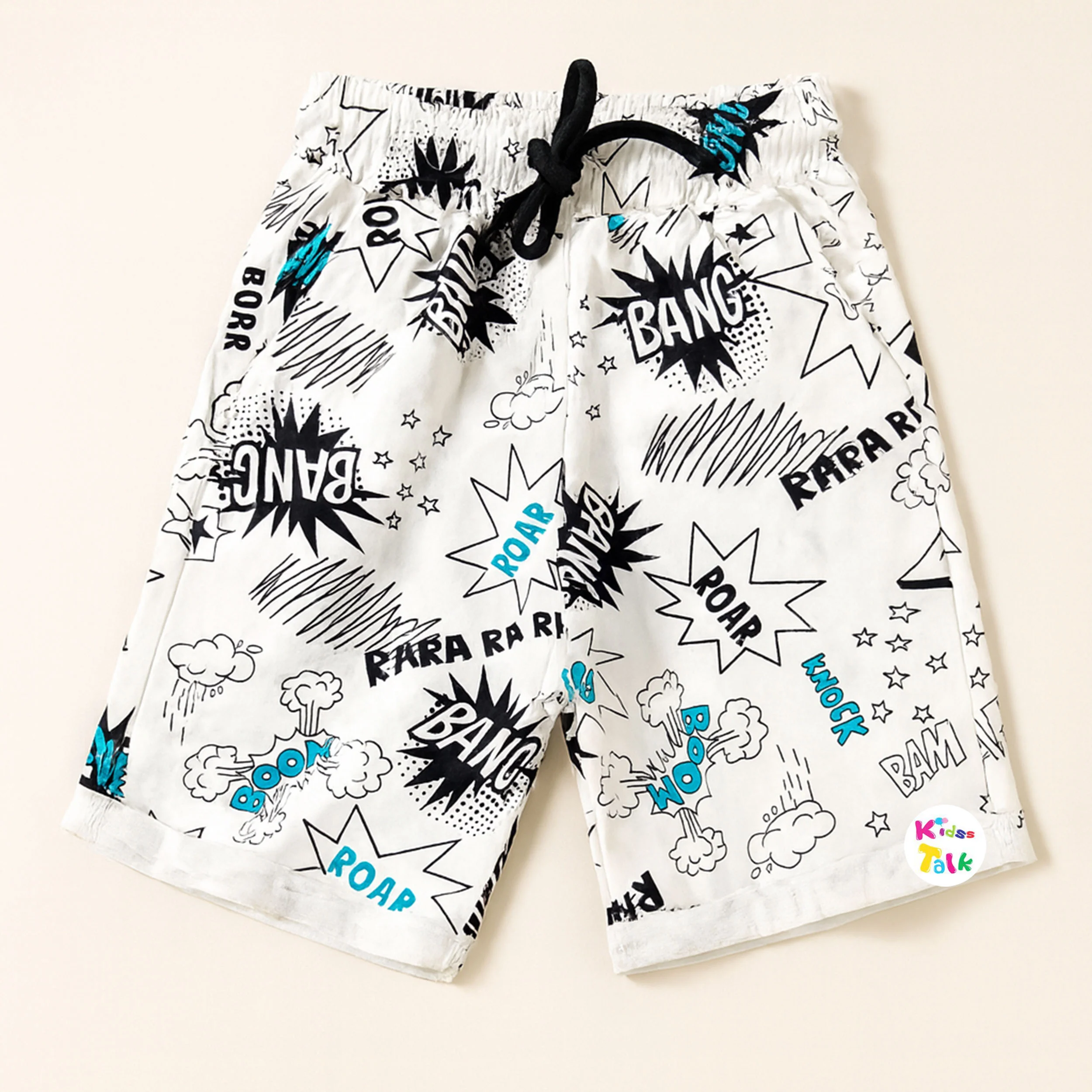 Cotton Regular Fit Printed Half Pant - Cream