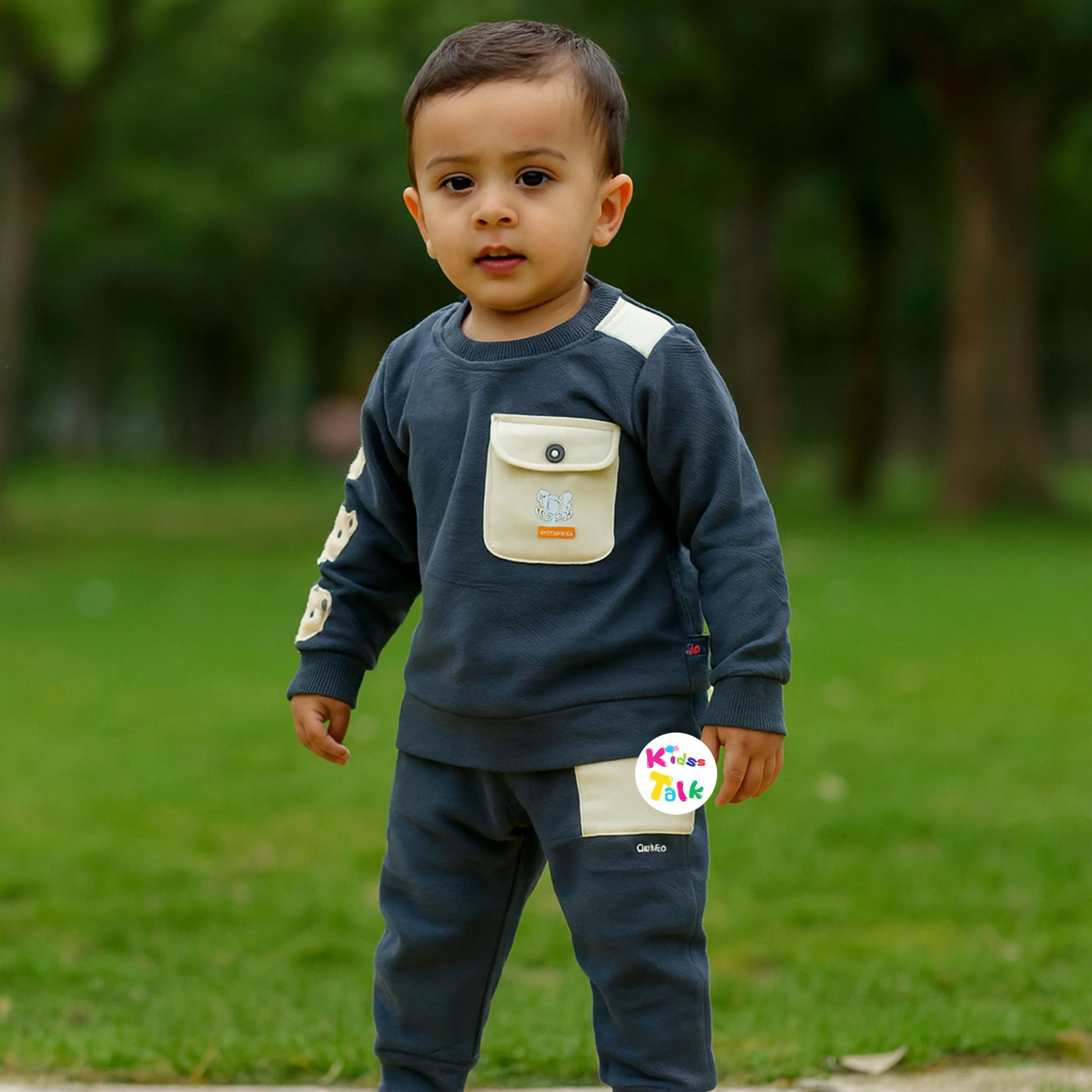 Cotton Knitted Full Sleeve T-shirt & Full Pant - Dark Grey