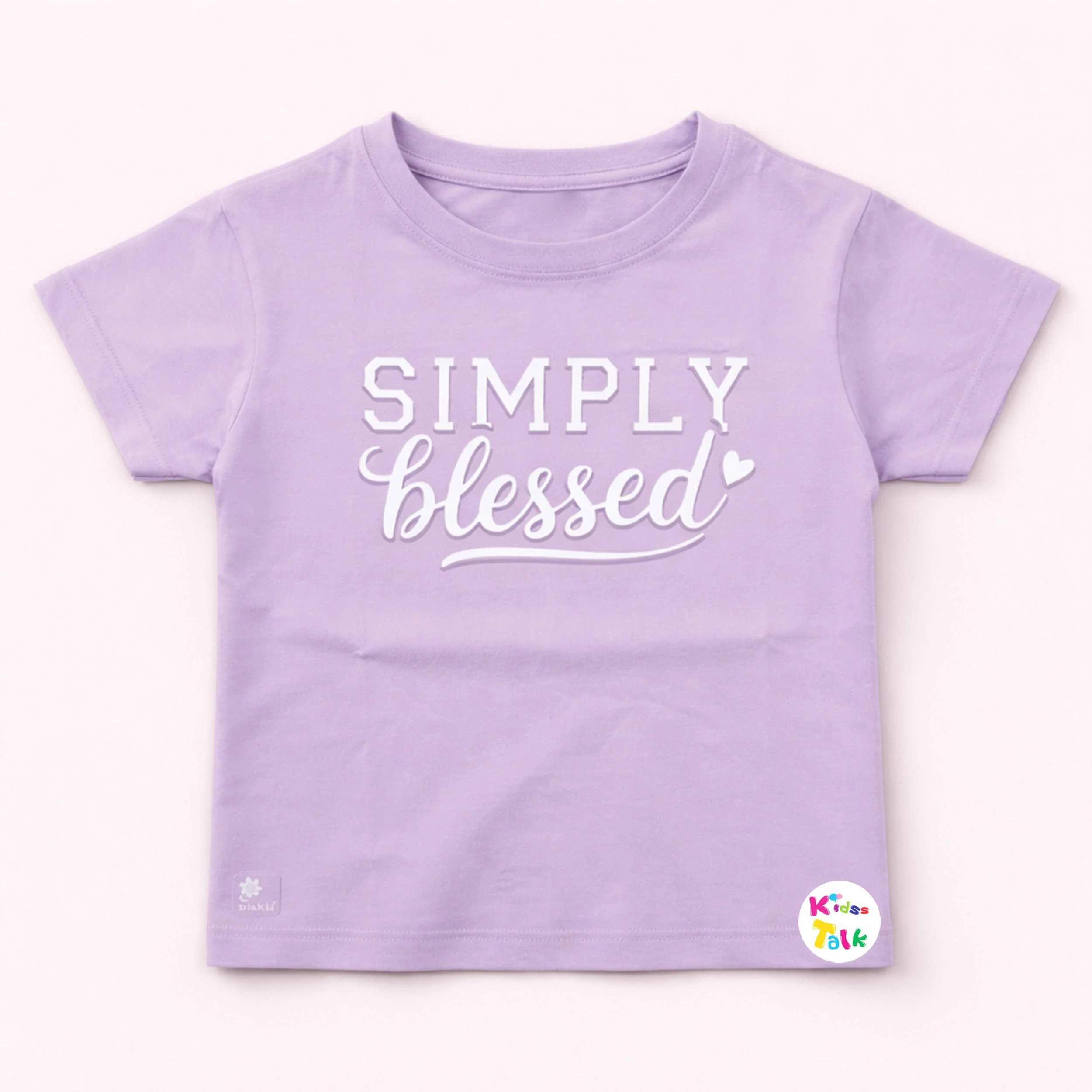Cotton Knitted Half Sleeve T-shirt With Cute Print - Lavender