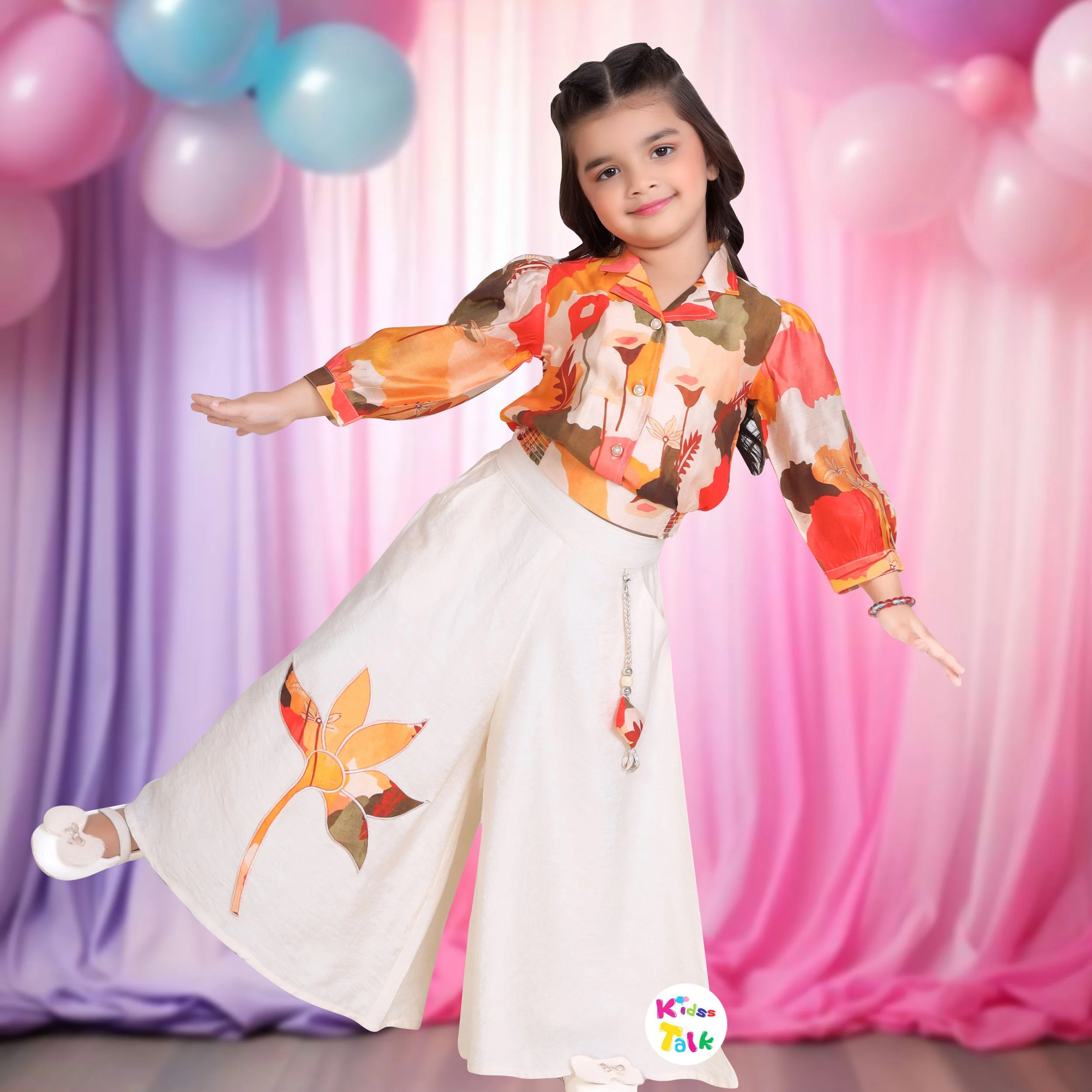 Cotton Full Sleeve Top & Full Pant With Cute Print - Multicolour