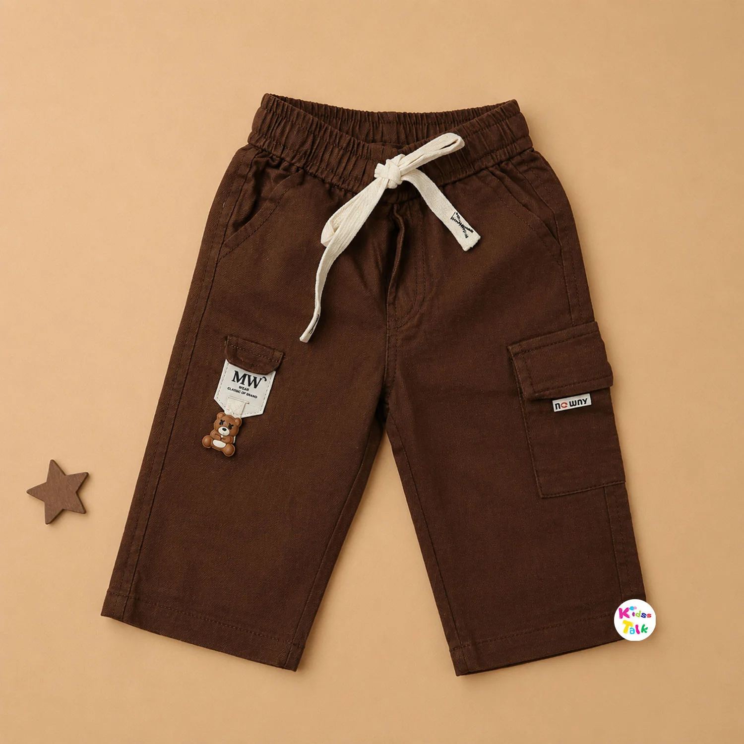 Soft Cotton Cargo Full Length Pant - Brown