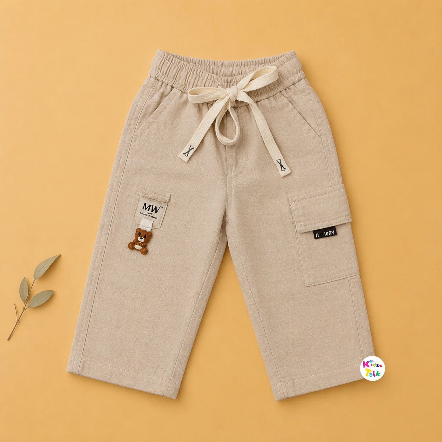 Soft Cotton Cargo Full Length Pant - Cream