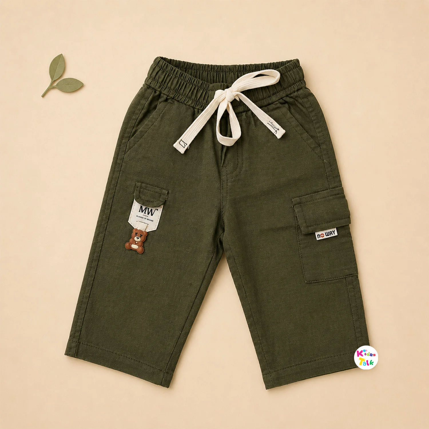Soft Cotton Cargo Full Length Pant - Olive Green