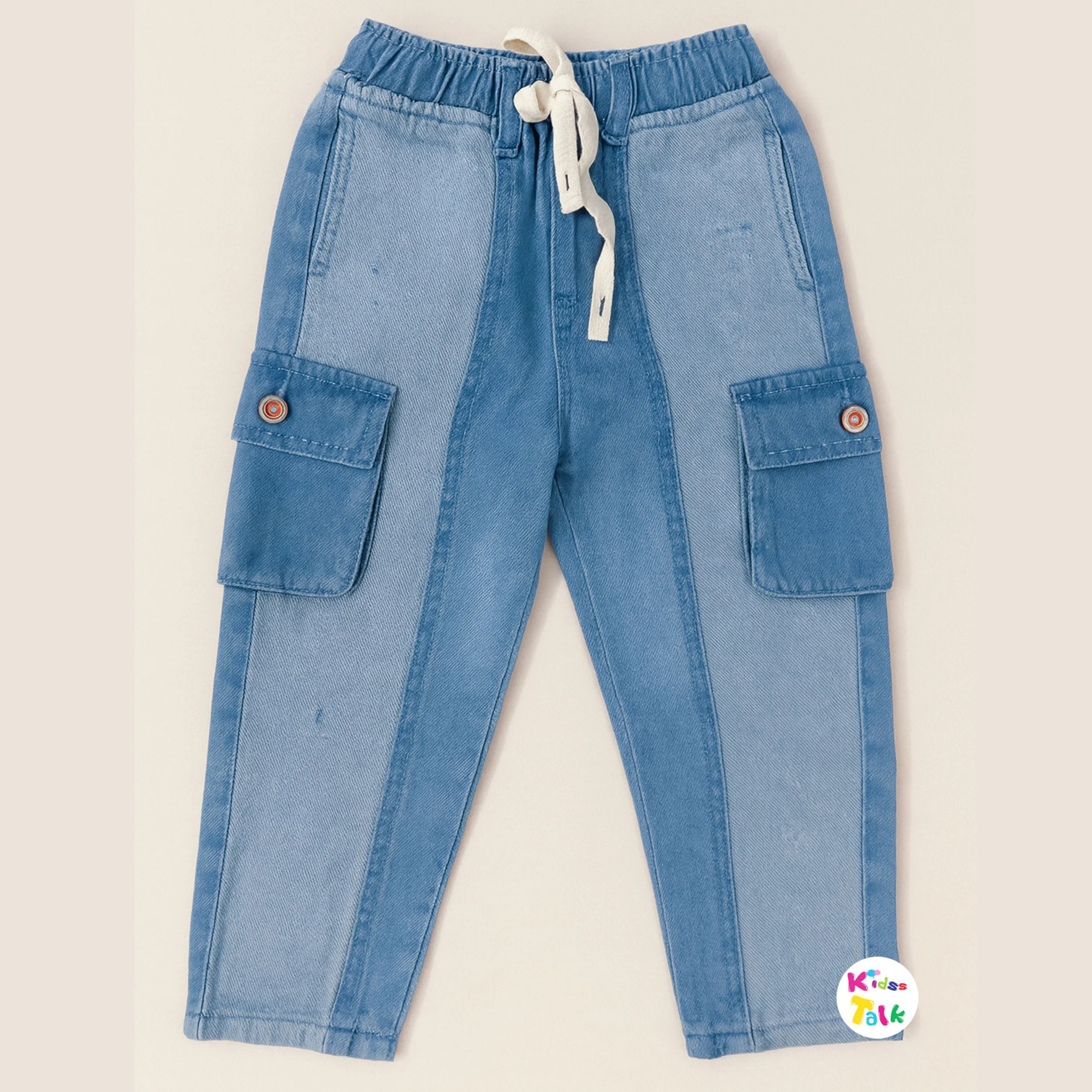 Denim Regular Fit Cargo Full Length Pant - Ice Blue