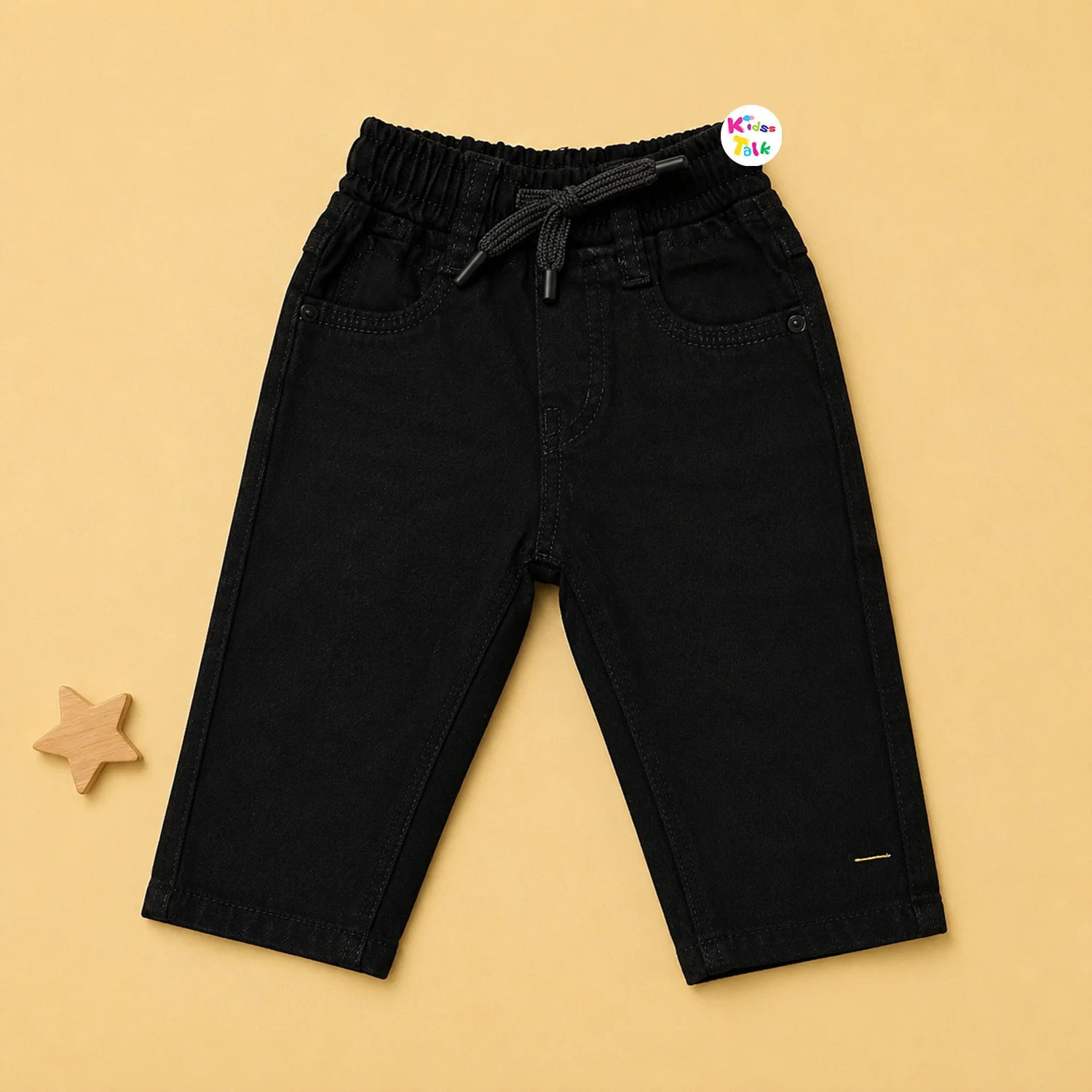 Denim Regular Fit Full Length Pant - Black