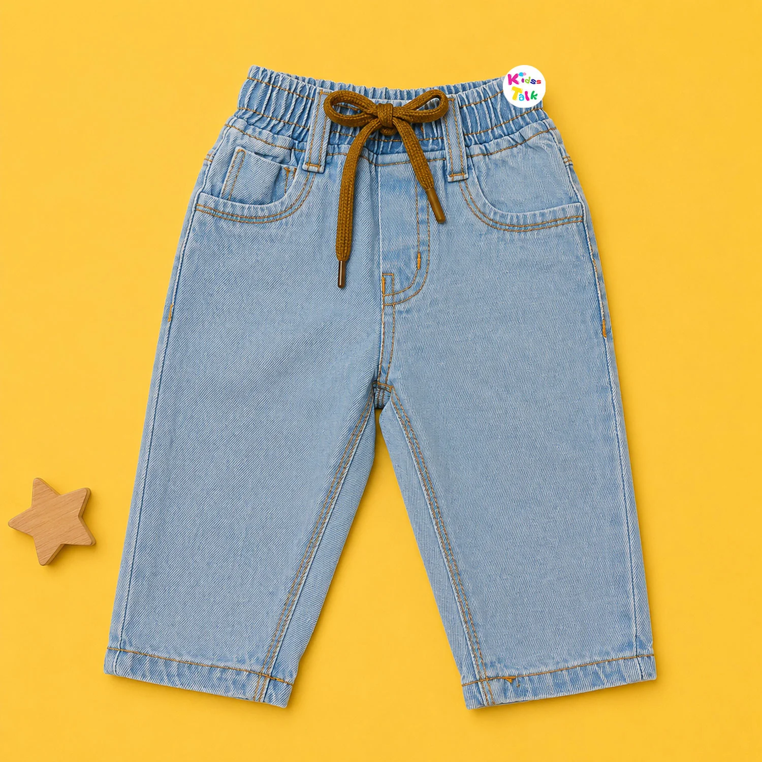 Denim Regular Fit Full Length Pant - Ice Blue