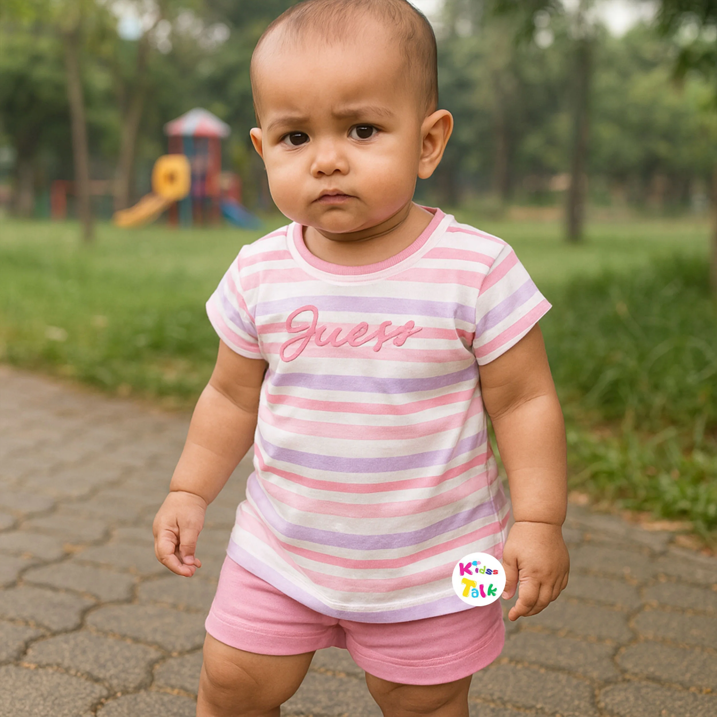 Cotton Half Sleeve T-shirt & Half Pant - Baby Pink