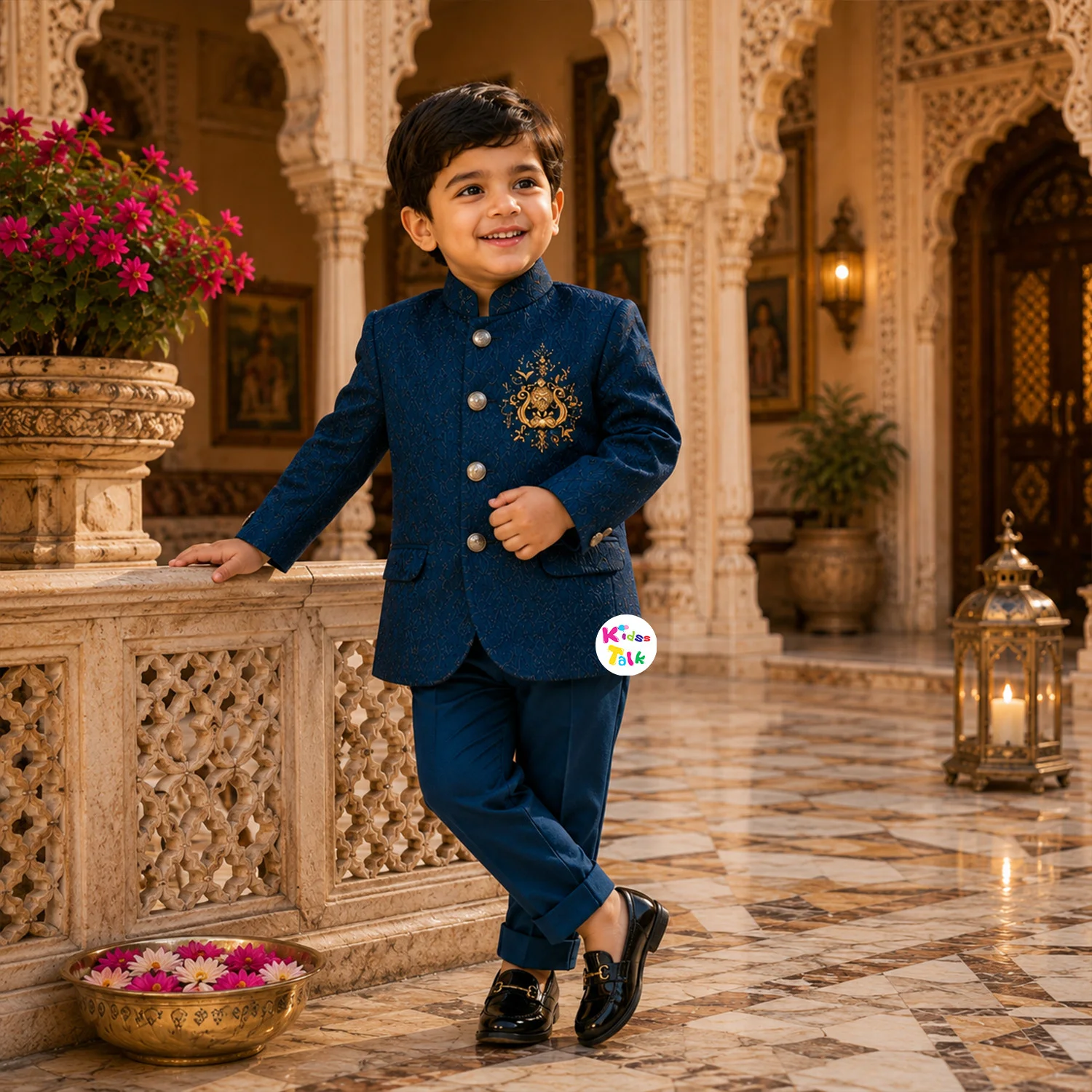 Poly Blend Full Sleeve Sherwani With Broach Work - Green