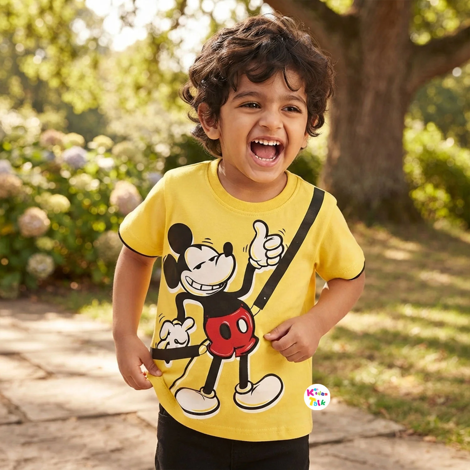 Cotton Knitted Half Sleeve T-shirt With Cute Print - Red